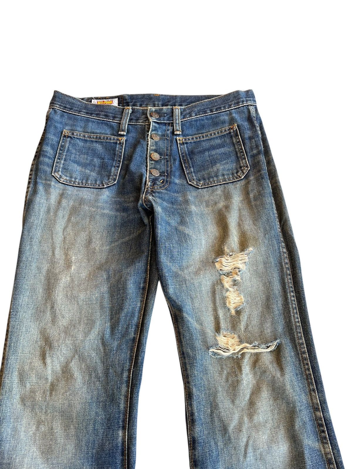 Japanese Brand Vintage BigJohn Super Bootcut Distressed Mudwash Jean Size US 31 - 3 Thumbnail
