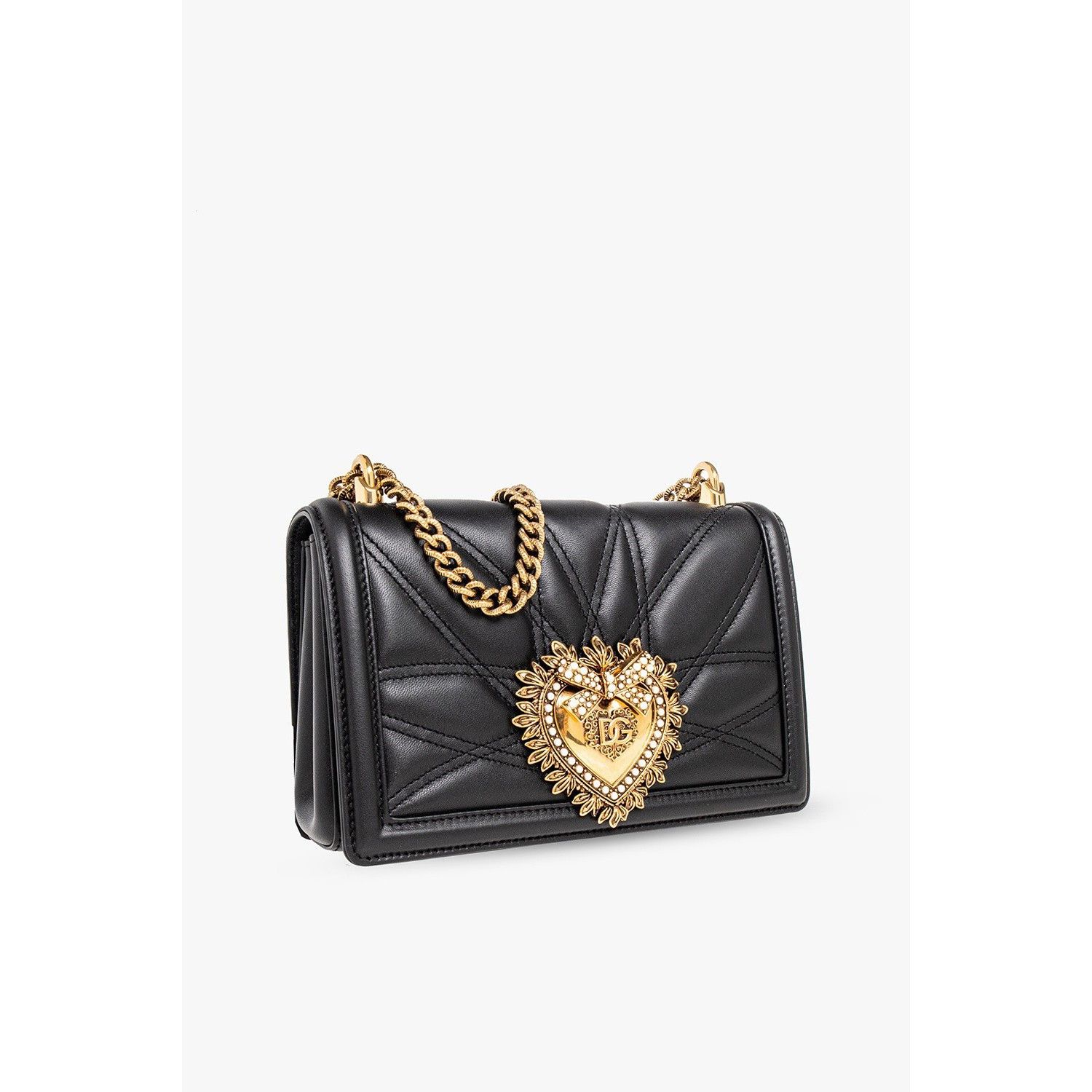 Dolce & Gabbana DOLCE&GABBANA Devotion Medium Black Leather Shoulder Bag New Size ONE SIZE - 3 Thumbnail