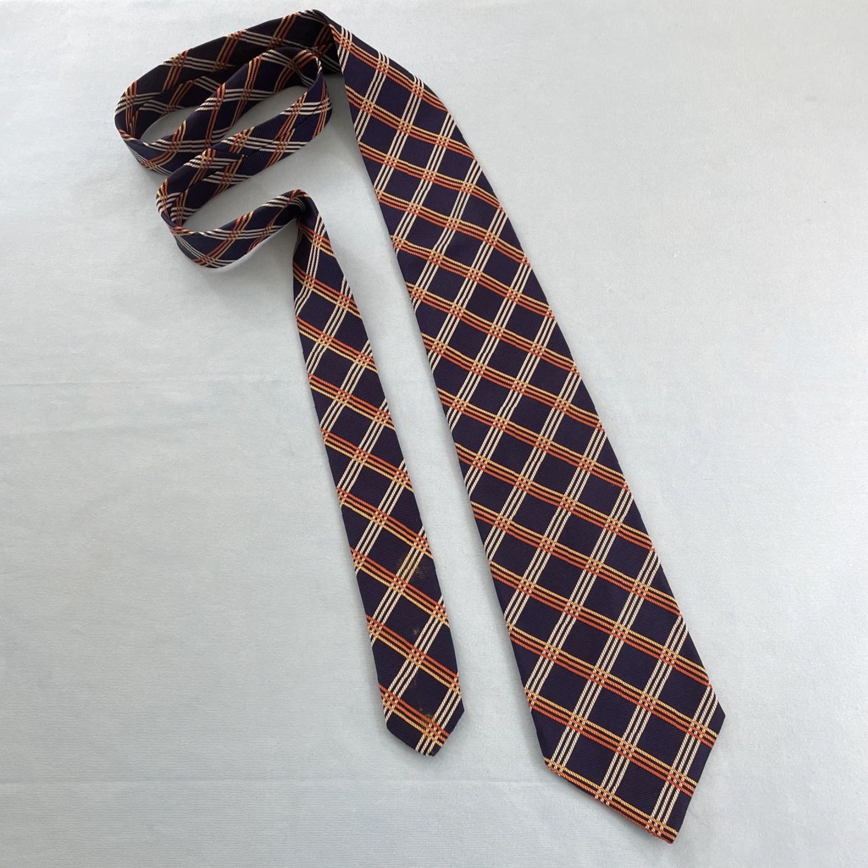 Brooks Brothers VINTAGE Brooks Brothers Makers Silk Tie 4x61" Woven Plaid Geometric Blue Orange Red USA Men Tie 100% Silk Handmade Wide Necktie Vintage 1990s Size ONE SIZE - 3 Thumbnail