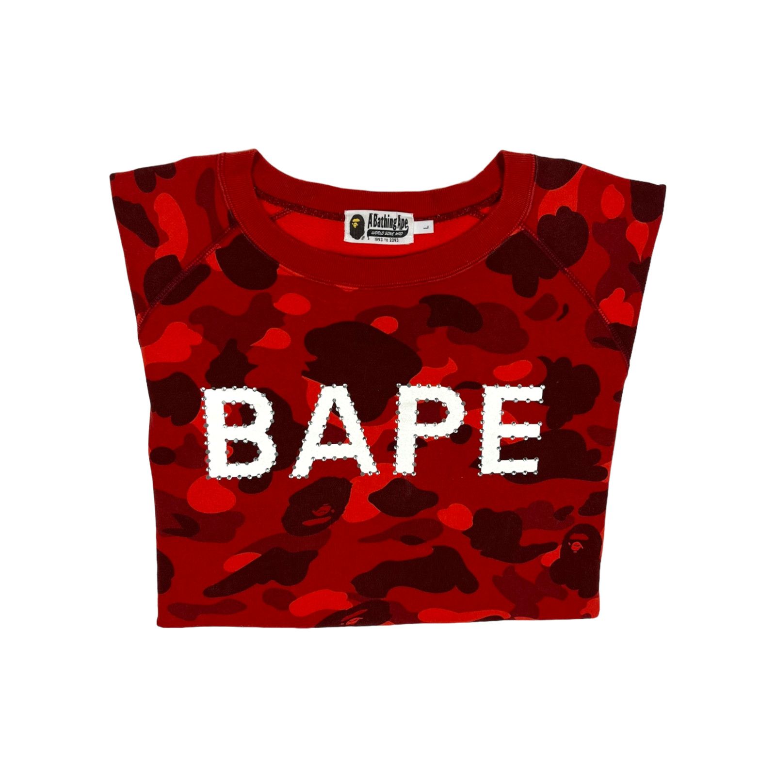 Bape BAPE x Swarovski Red Crazy Camo Crewneck Size US L / EU 52-54 / 3 - 5 Thumbnail