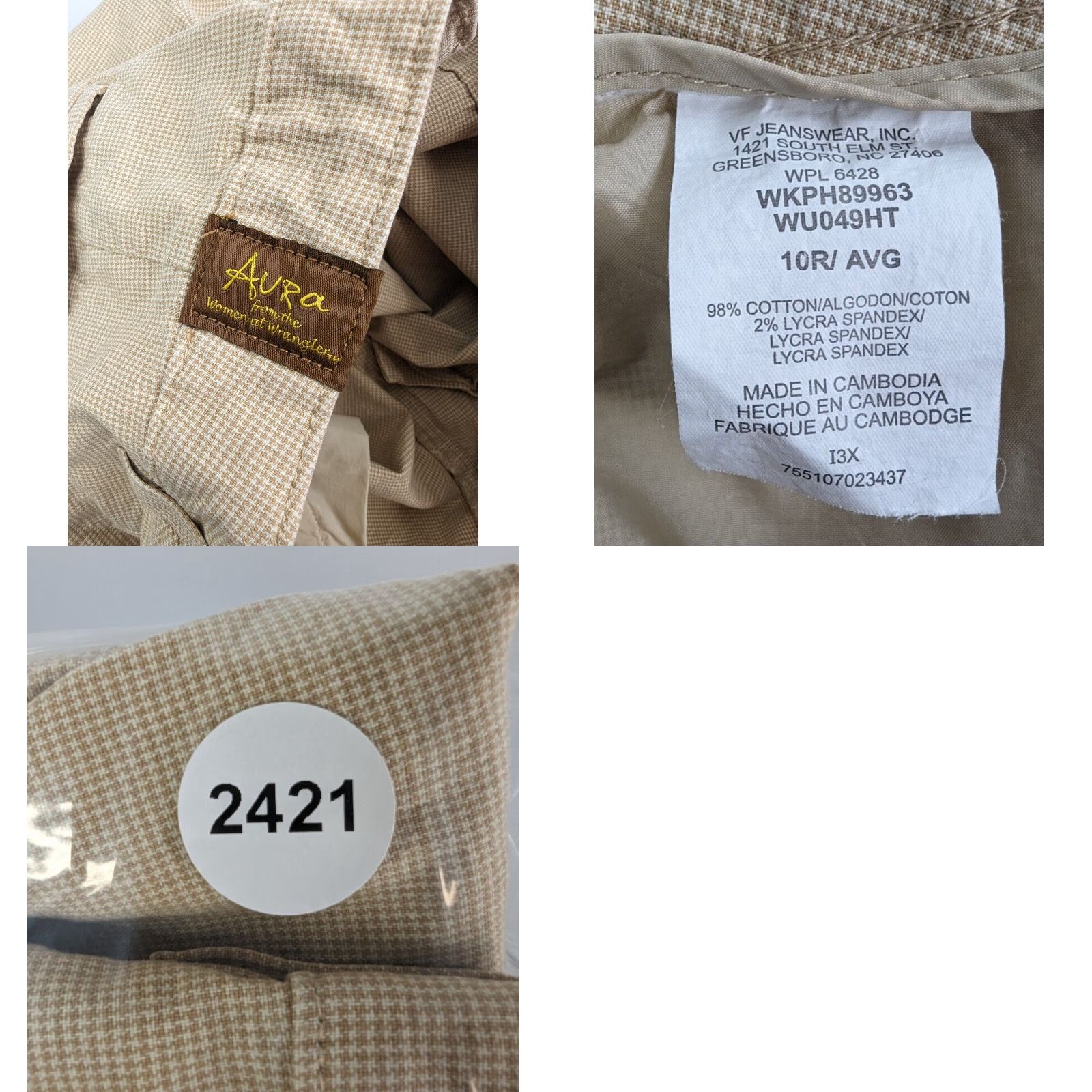Wrangler VINTAGE Aura Wrangler Capri Pants Houndstooth Beige Cotton Womens Size 10 Ladies Size 32" / US 10 / IT 46 - 9 Thumbnail