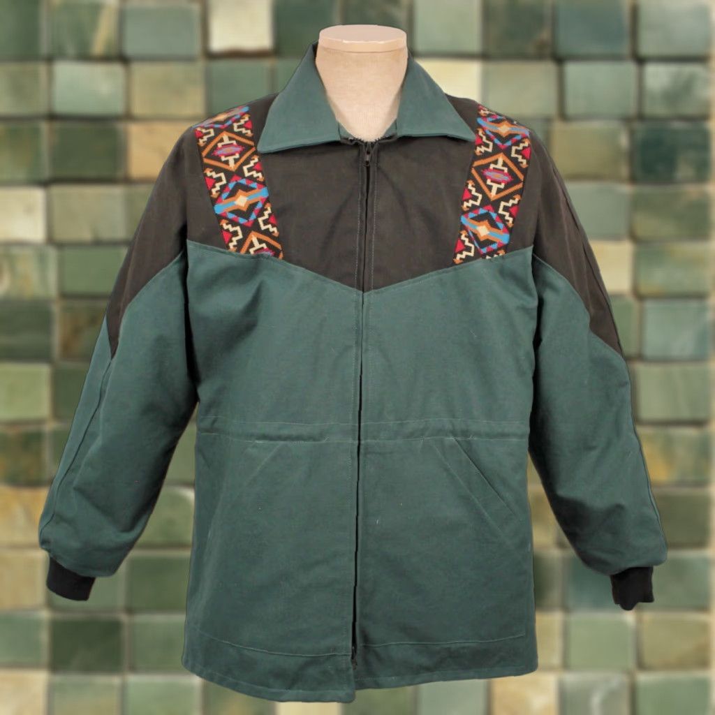 Vintage VTG David James Jacket 90s Cotton Green Tapestry Pattern Work Jacket S/M Mens Size US S / EU 44-46 / 1 - 1 Thumbnail