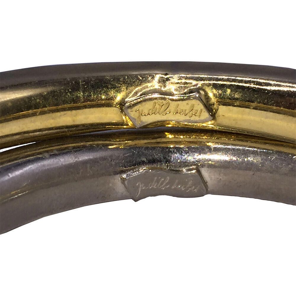 Designer Judith Leiber Silver Tone and Gold Tone Smooth Bangle Pair Size ONE SIZE - 4 Thumbnail