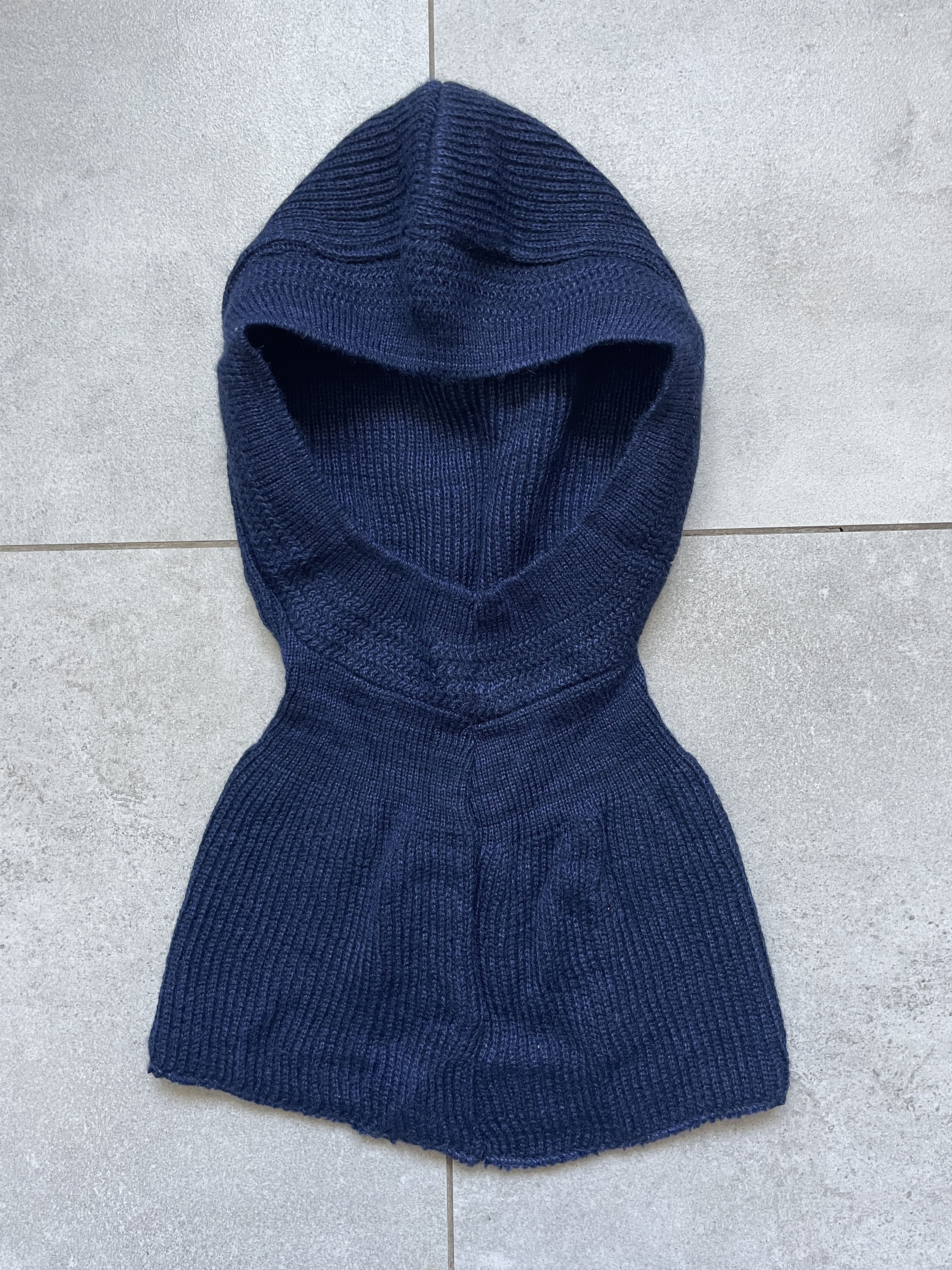 Handmade Y2K DARK NAVY RICK OWENS TYPE VIRGIN WOOL HOOD BALACLAVA Size ONE SIZE - 2 Thumbnail
