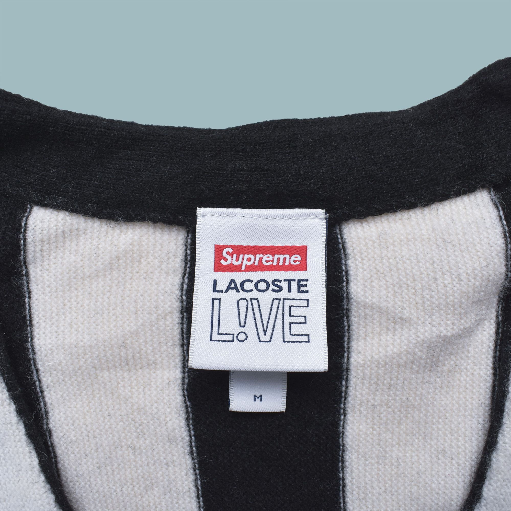 SUPREME x LACOSTE MENS Stripe Cardigan Black