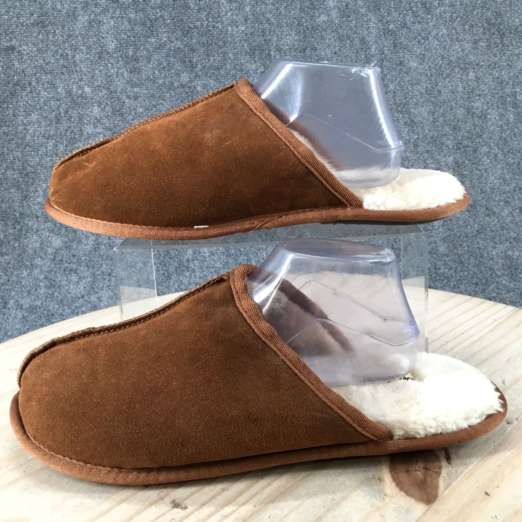 Vintage Dearfoams Mens 12 Brown Mules Slip On Sheepskin Casual Comfort Suede Slipper Size ONE SIZE - 2 Thumbnail
