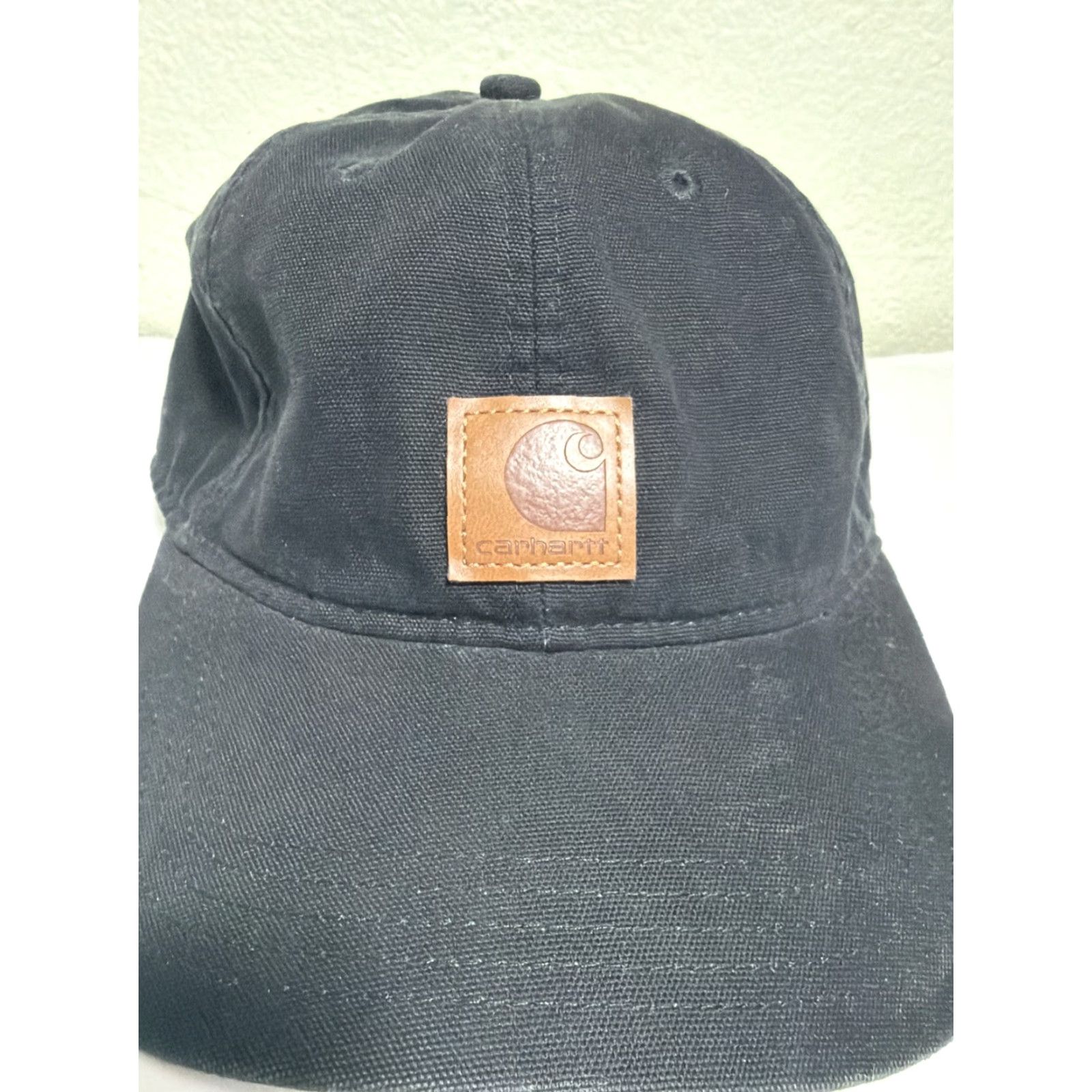 Carhartt Carhartt Hat Strapback Black Leather Patch Adjustable Hook Loop Hat Mens One Size Baseball Cap Size ONE SIZE - 3 Thumbnail