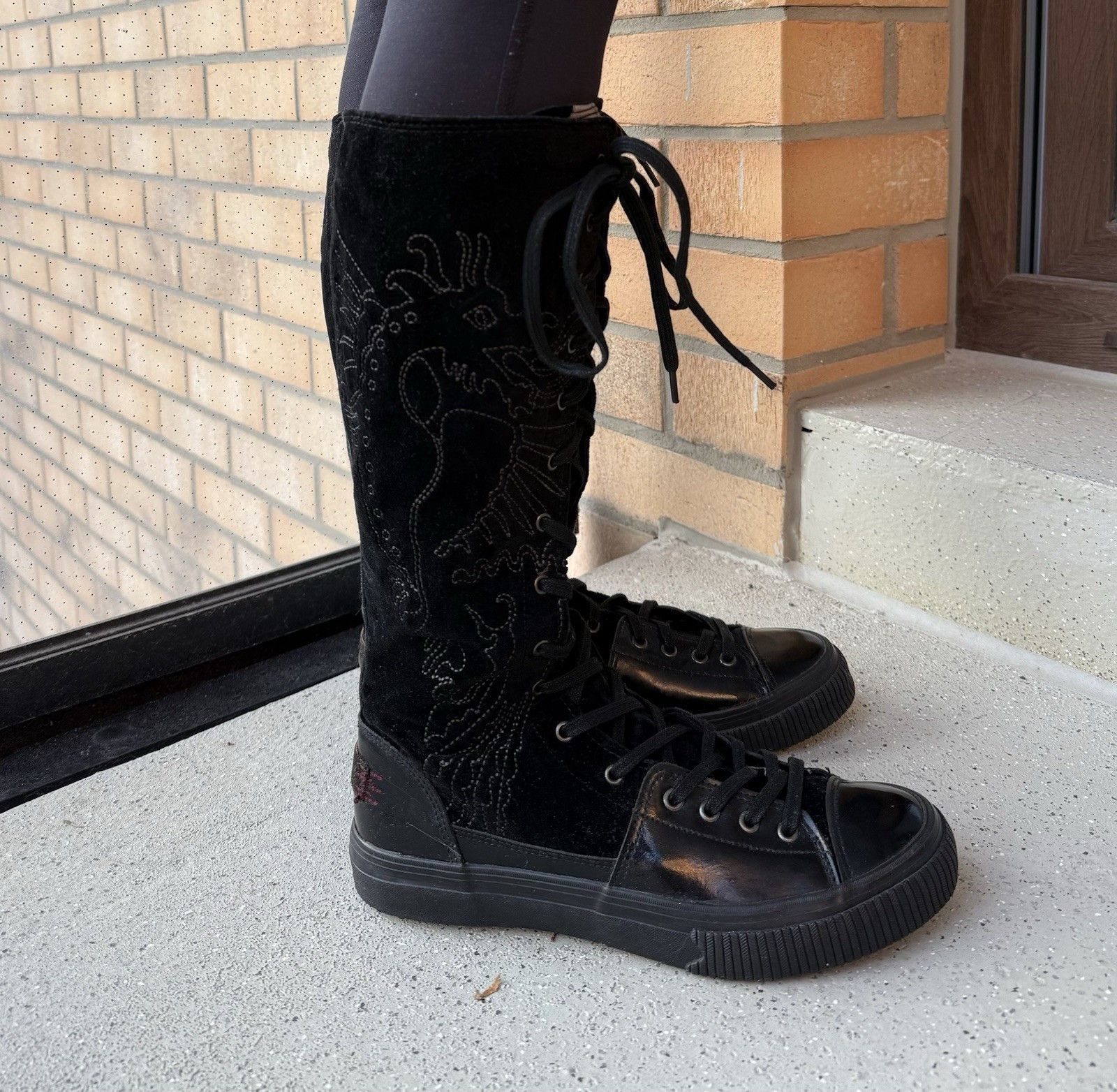 Replay Replay Dragon High Lace Up Y2k Shoes Black Japan Vintage Size US 10 / IT 40 - 6 Thumbnail
