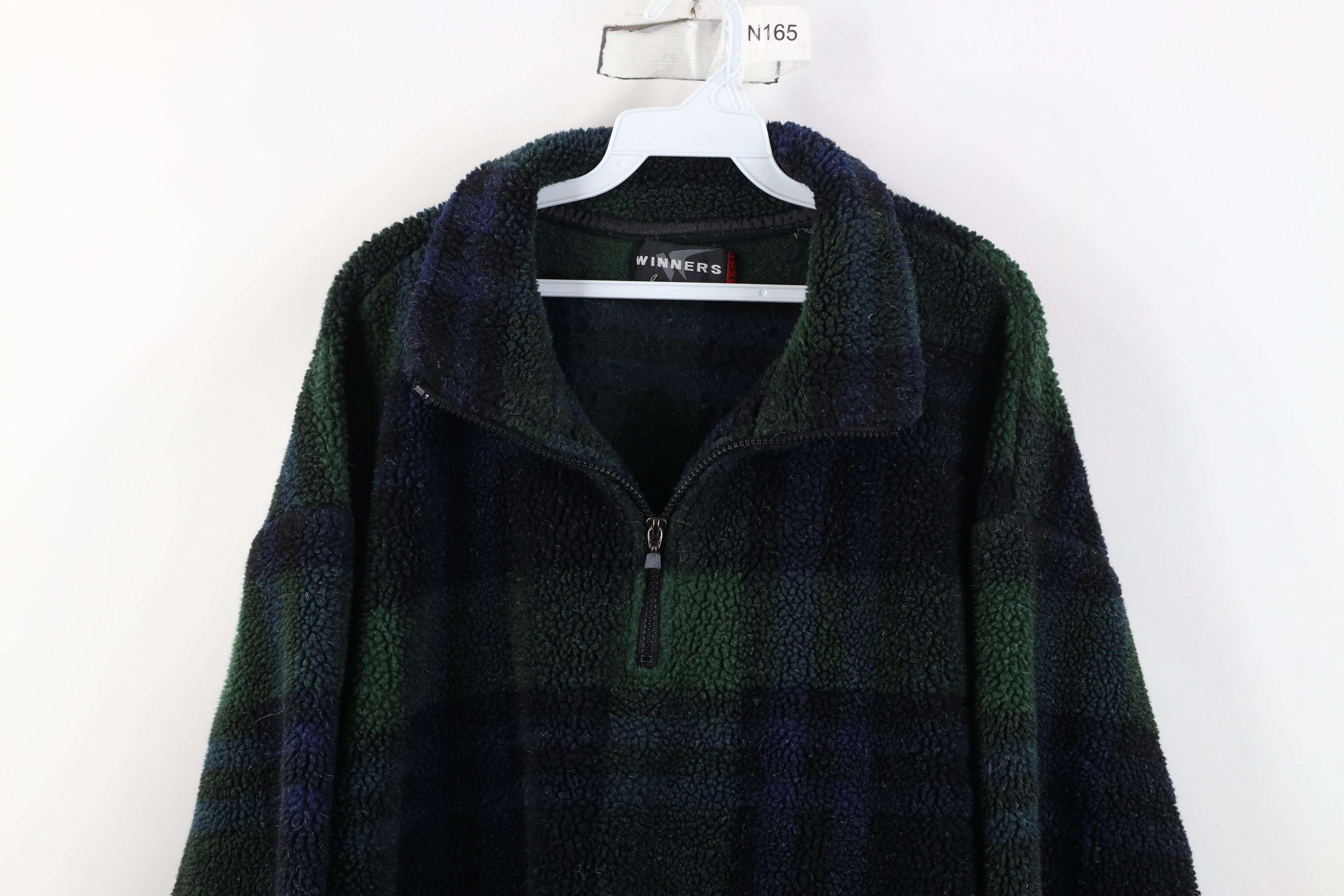 Vintage Vintage 90s Streetwear Half Zip Pullover Sweater Plaid Size US XL / EU 56 / 4 - 2 Thumbnail