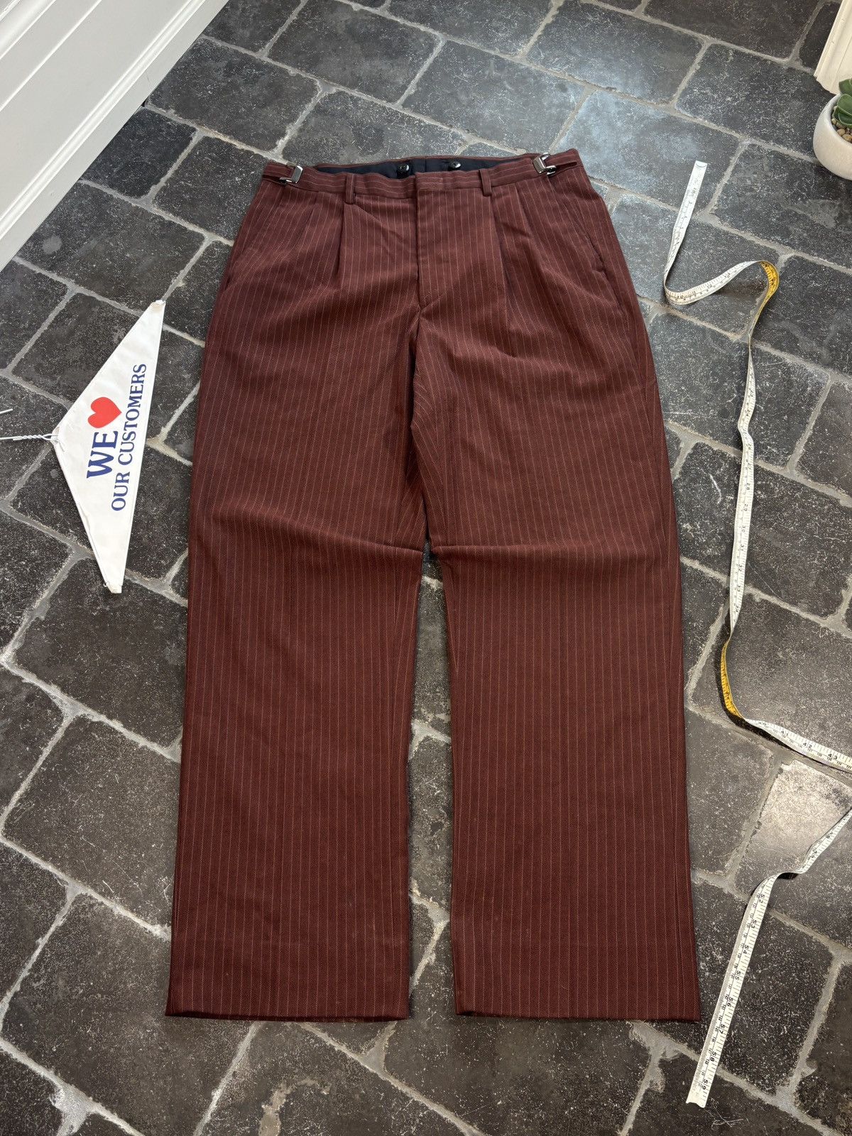 Vintage Bespoke Vintage Suit Two Piece 2pc Stripe Mobster Zoot Suit Size 44S - 7 Thumbnail