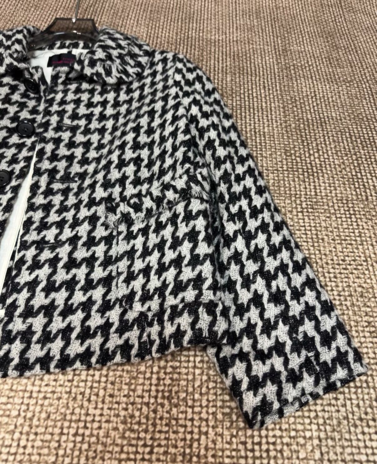 Comme des Garcons Comme des Garçons Houndstooth Raw-Edge Short Wool Coat K23 Size S / US 4 / IT 40 - 3 Thumbnail