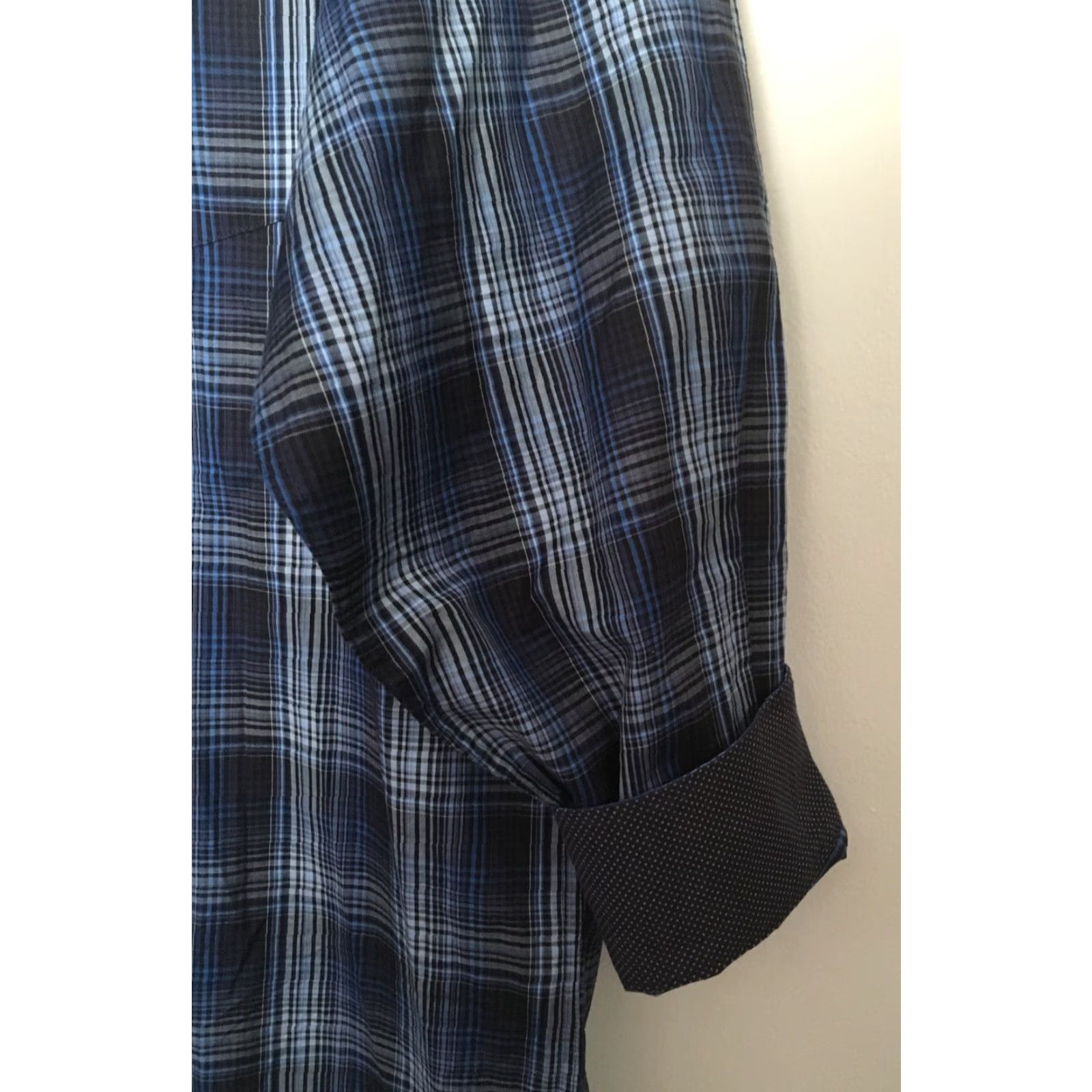 BUGATCHI Bugatchi Mens Shirt Button-Down Plaid Blue Casual L Size US L / EU 52-54 / 3 - 5 Thumbnail