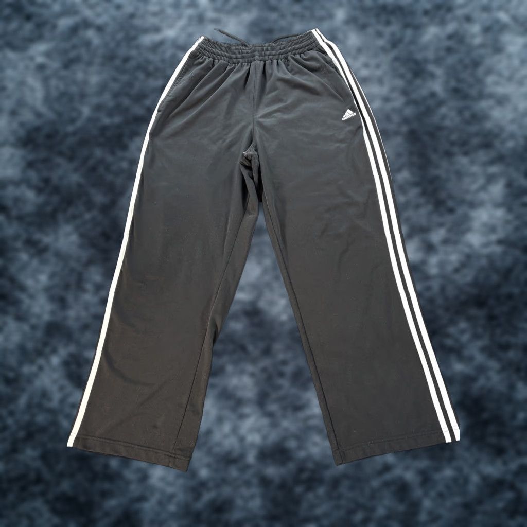 Adidas VINTAGE adidas Track Pants Mens M Black Pockets Baggy 00s Y2K 70s Warm Ups Basketball Pants Mens Size US 31 - 1 Thumbnail