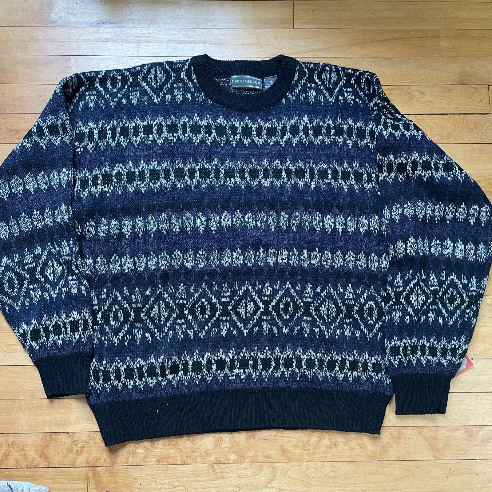 David Taylor David Taylor Sweater Mens XL Blue Fair Isle Knit Crewneck Size US XL / EU 56 / 4 - 1 Thumbnail