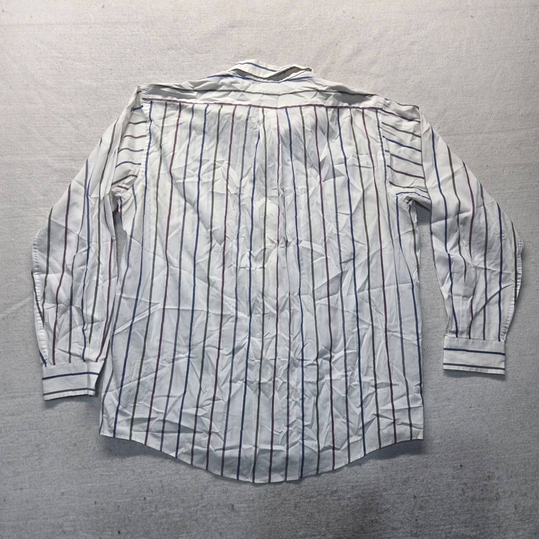 Arrow Arrow Shirt Men Striped White Long Sleeve Size 17.5 34/35 Adult Size US XXL / EU 58 / 5 - 7 Thumbnail