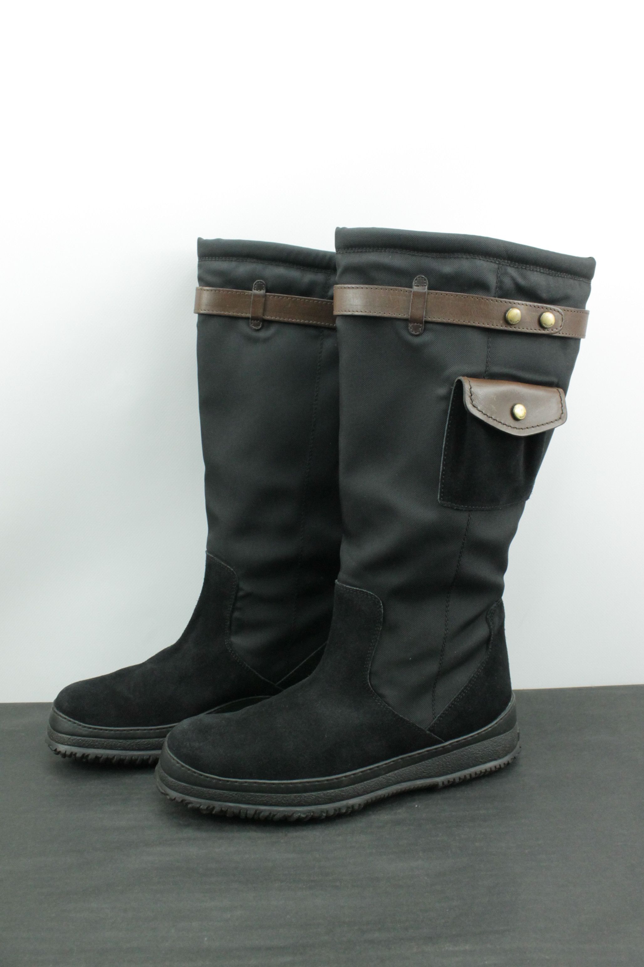 Hogan Hogan Black Suede Nylon High Winter Boots With Pocket Size US 8.5 / IT 38.5 - 3 Thumbnail