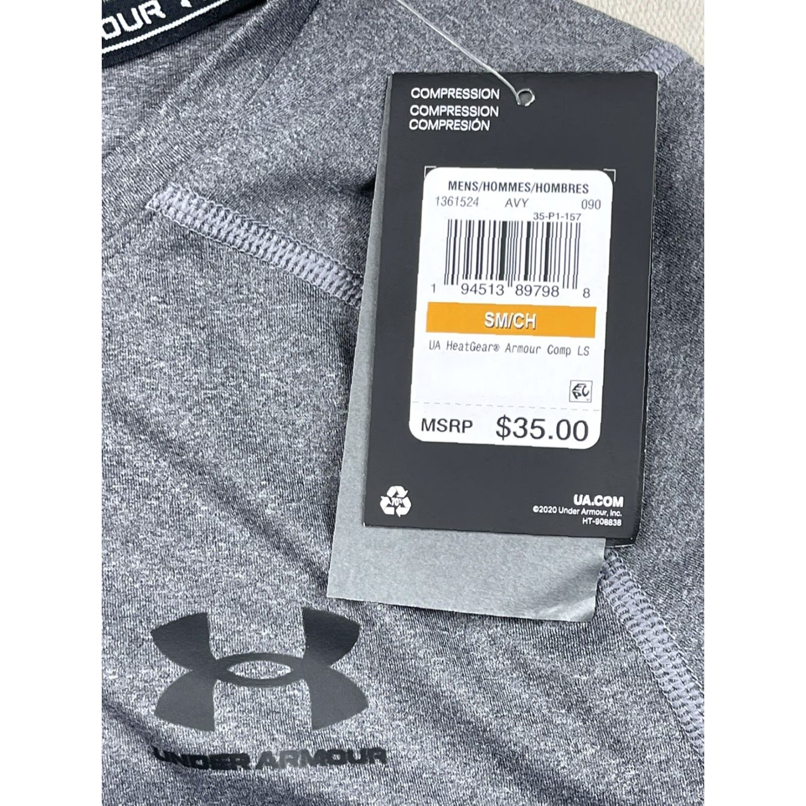 Under Armour Under Armour Mens Compression Long Sleeve Shirt Heatgear Sz S Small Gray Logo Crew Neck T-Shirt Size US S / EU 44-46 / 1 - 4 Thumbnail