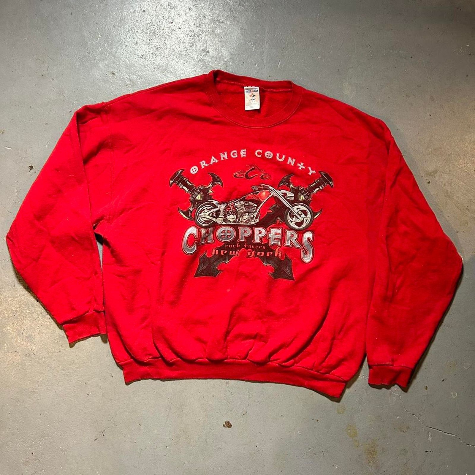 West Coast Choppers Y2k red crewneck sweater orange Size US XL / EU 56 / 4 - 1 Thumbnail