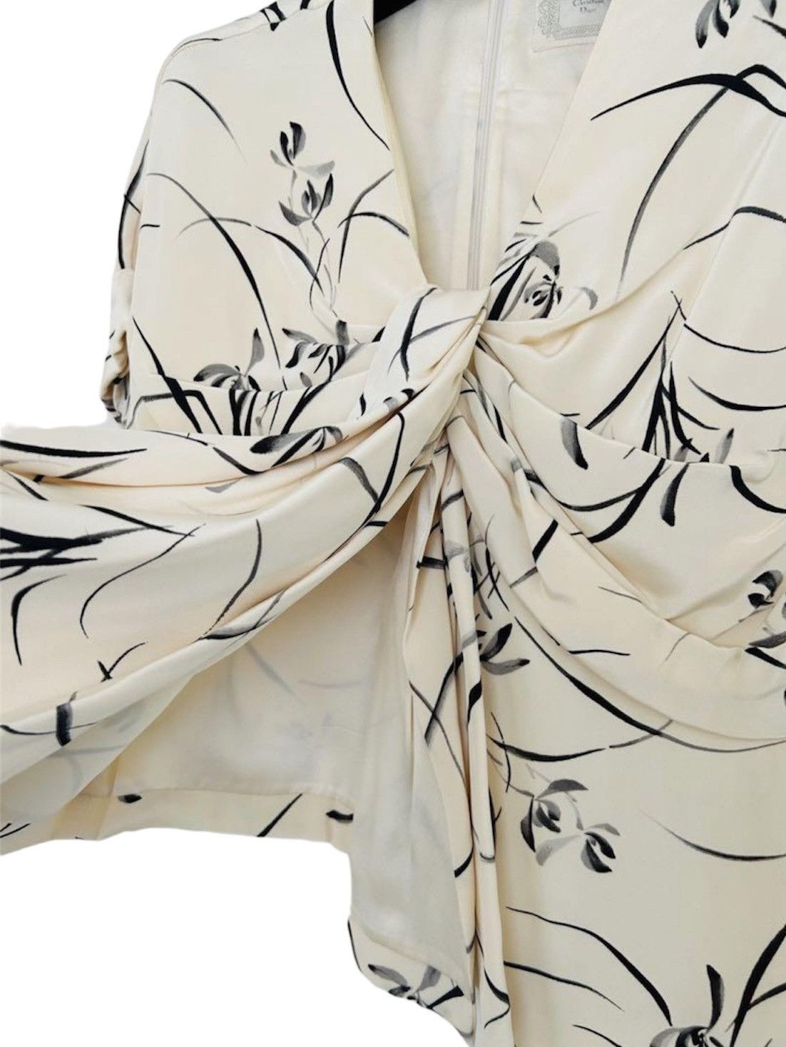 Dior Christian Dior Oriental Painted Floral Draped Silk Blouse Size S / US 4 / IT 40 - 5 Thumbnail