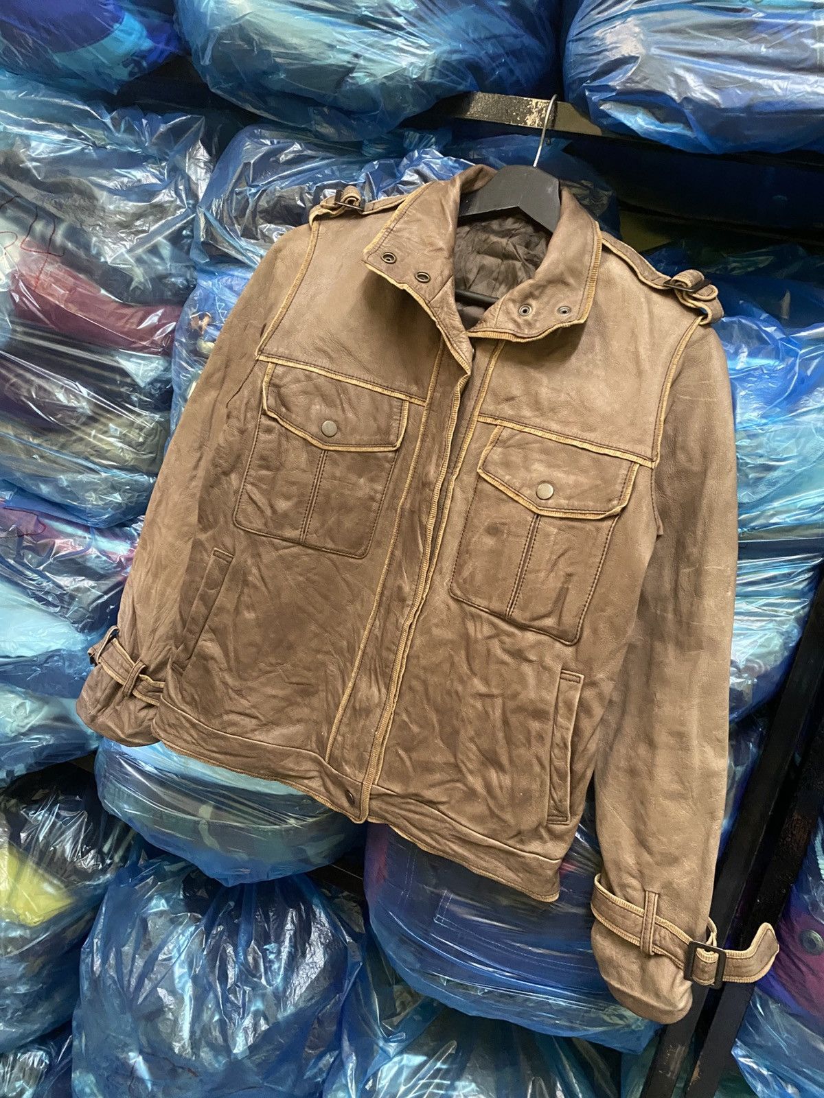 Other Fruitcake Brown Vintage Pigskin Leather Jacket Epaulettes Size US XS / EU 42 / 0 - 2 Thumbnail