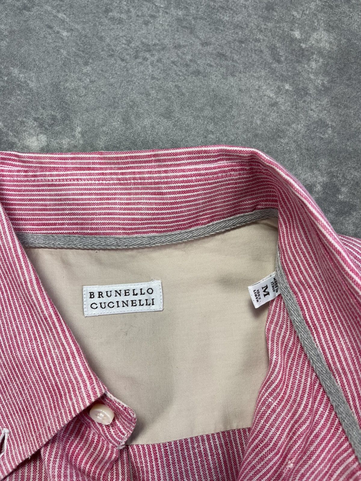 Brunello Cucinelli 100% Linen Brunello Cucinelli Striped Pinstripe Shirt M Size US M / EU 48-50 / 2 - 11 Thumbnail