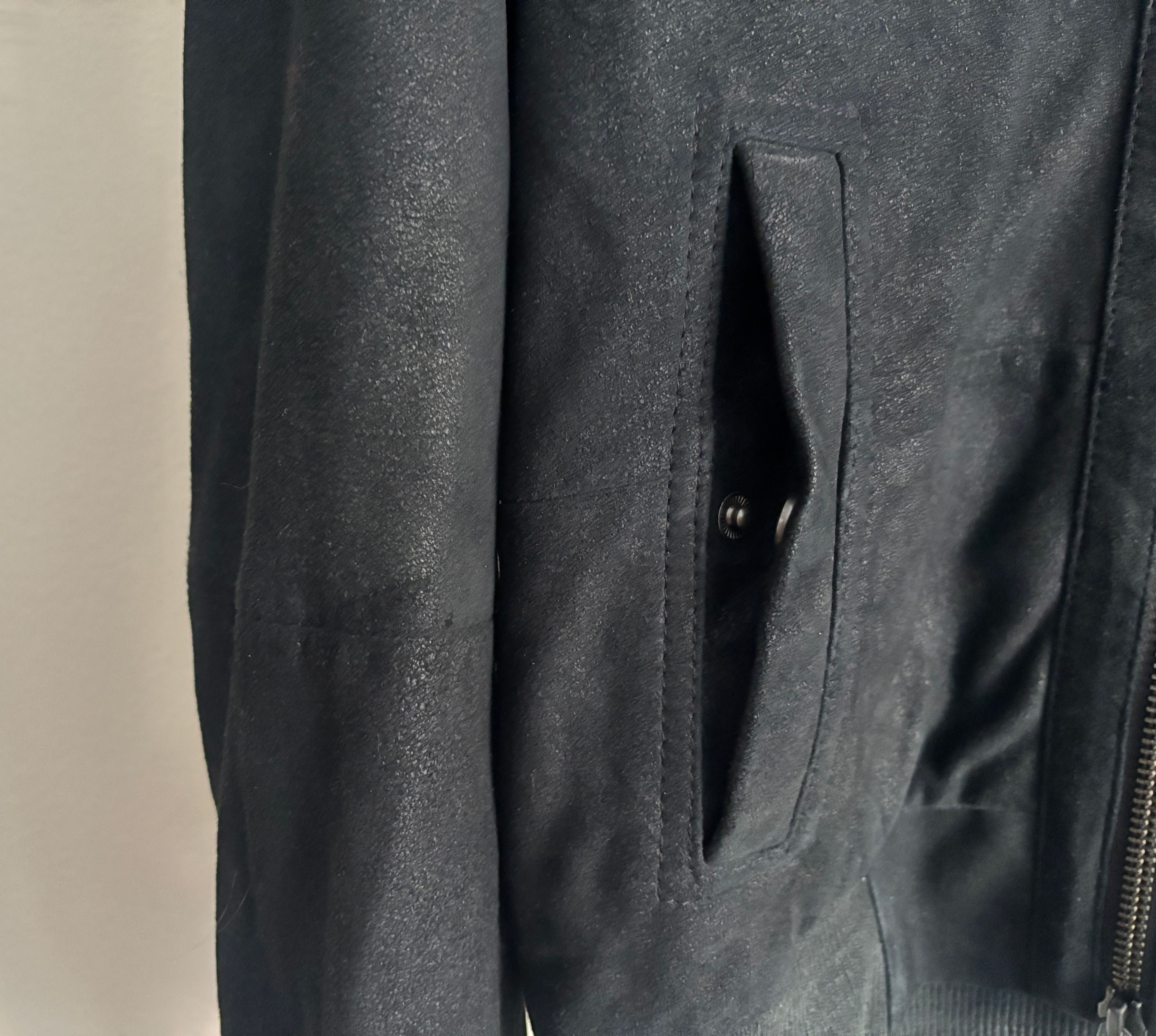 John Varvatos $100 Black Goatskin Suede Double Zip Bomber Jacket Small Size US S / EU 44-46 / 1 - 4 Thumbnail