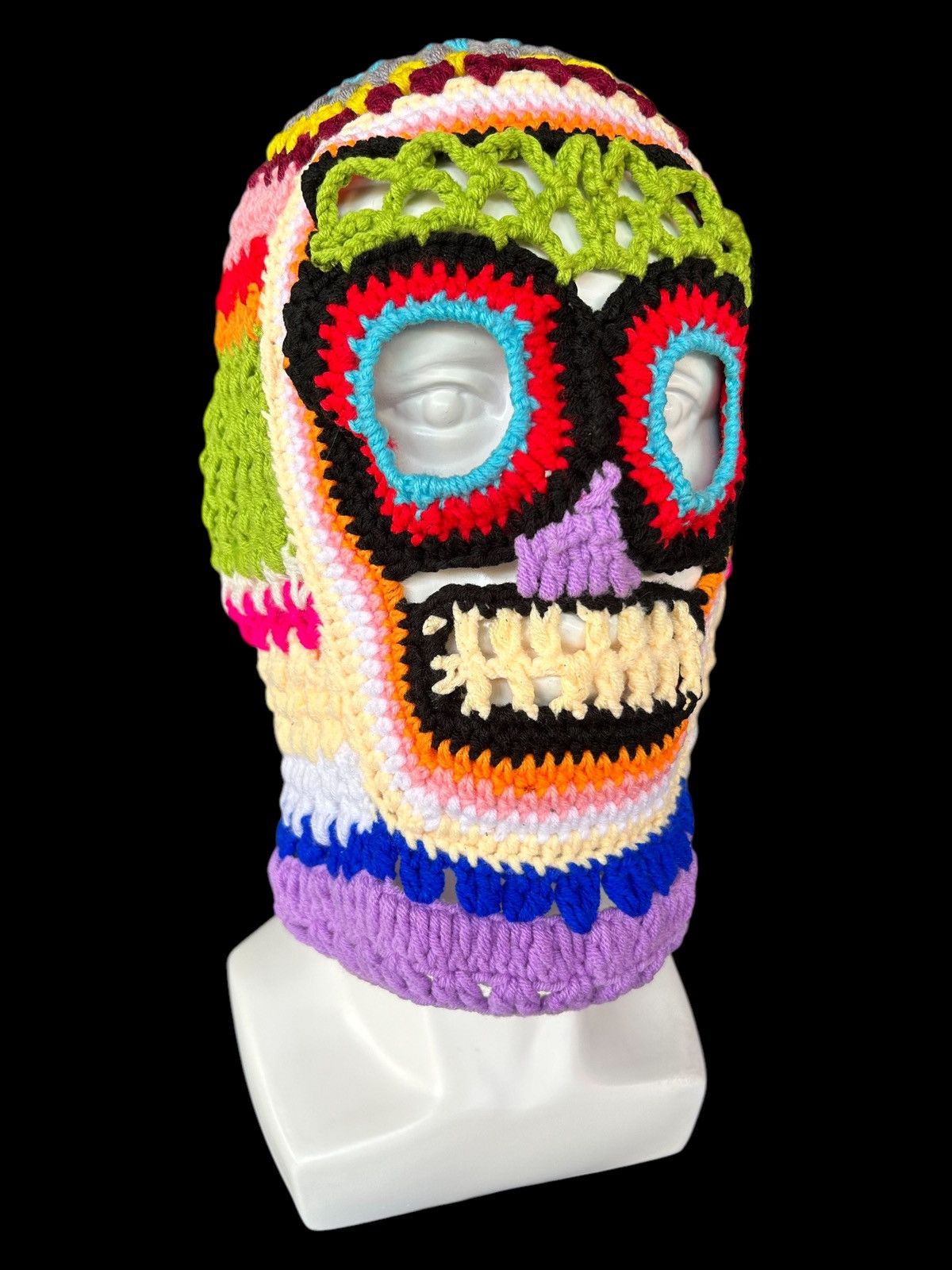 Japanese Brand × Vintage Very Rare Crochet Knitted Handmade Balaclava Masked ☠️☠️ Size ONE SIZE - 2 Thumbnail