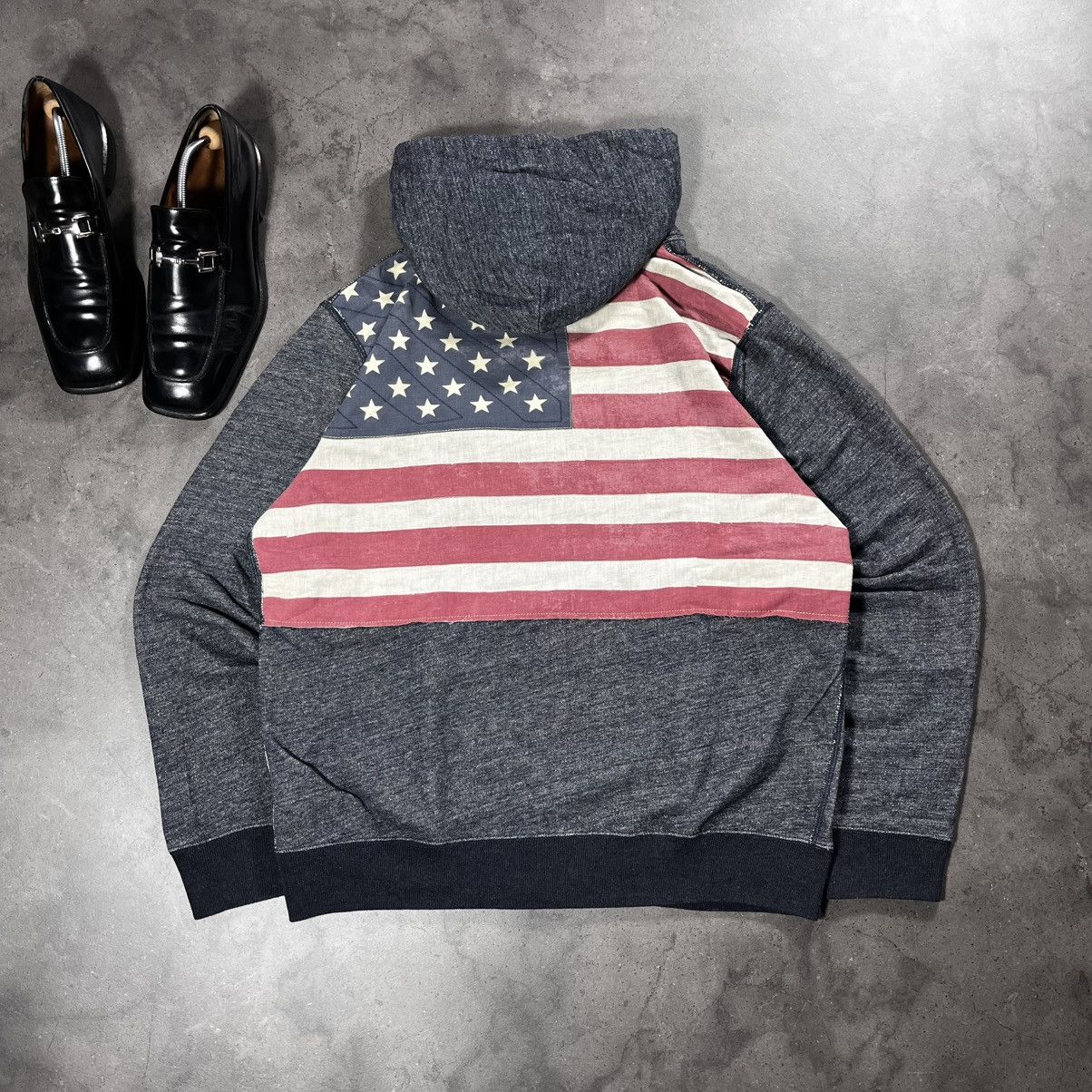 Polo Ralph Lauren Polo Ralph Lauren Vintage Big Logo Flag USA Zip Hoodie Hype Size US XL / EU 56 / 4 - 1 Thumbnail