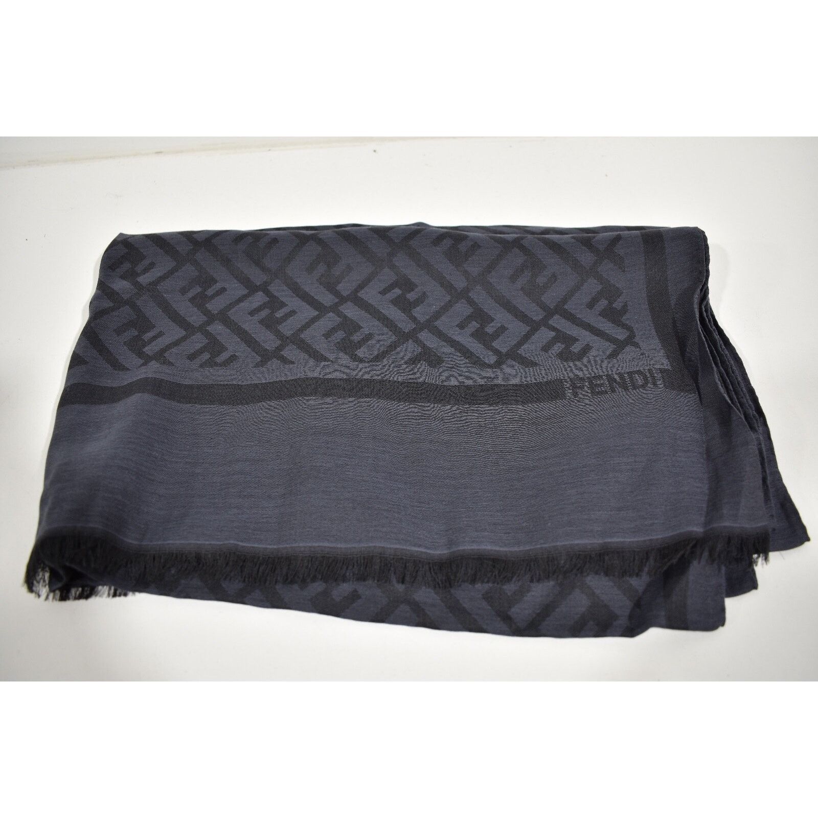 Fendi Fendi Monogram Logo Silk Fringe Hem Wrap Shawl Stole Scarf Size ONE SIZE - 3 Thumbnail