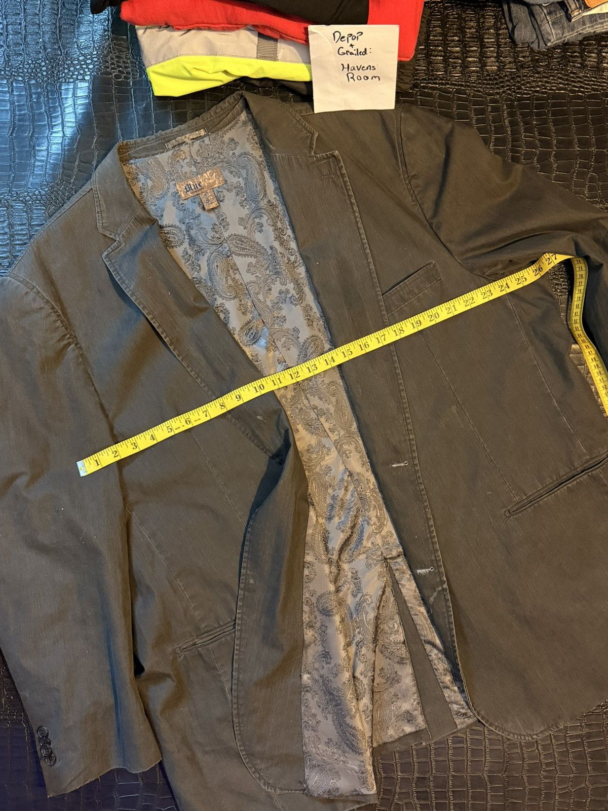 Vintage Paisley‑Lined Blazer – Gray – Size 3X Size US XL / EU 56 / 4 - 3 Thumbnail