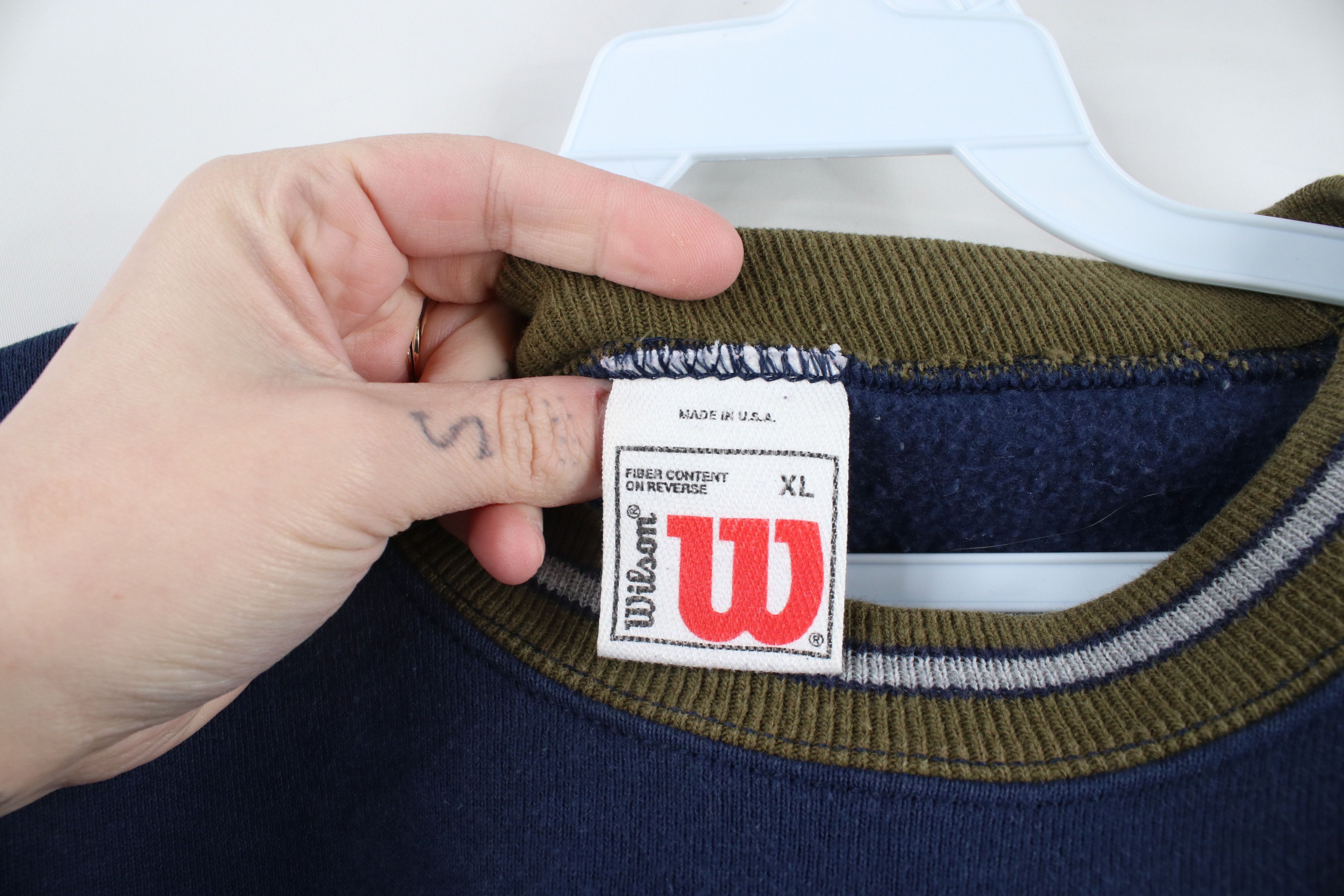 Vintage Vintage 90s Wilson Spell Striped Heavyweight Sweatshirt USA Size US XL / EU 56 / 4 - 5 Thumbnail