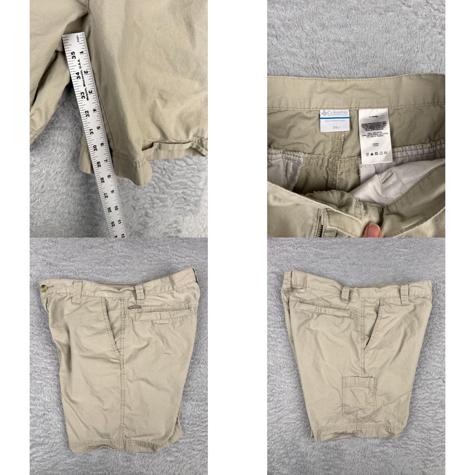 Vintage Columbia Men’s Cargo Shorts Beige 34x8 100% Cotton Chino Flat Front 8 Inseam Regular Rise Zip Pocket Logo Casual Summer Spring Fall Winter Vintage: No Size US 34 / EU 50 - 8 Thumbnail