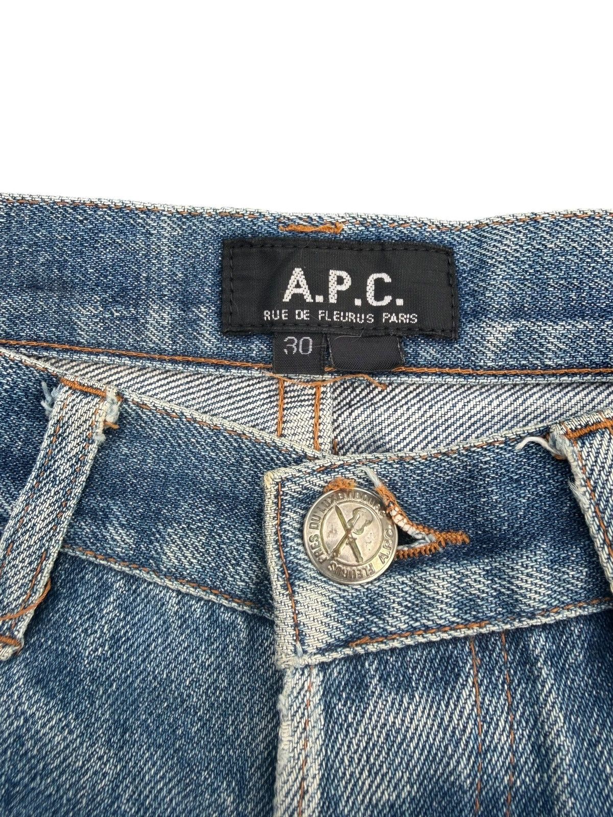 A.P.C. VINTAGE APC SELVEDGE SHORT SUNFADED RUSTY DISTRESSED DENIM Size US 29 - 6 Thumbnail