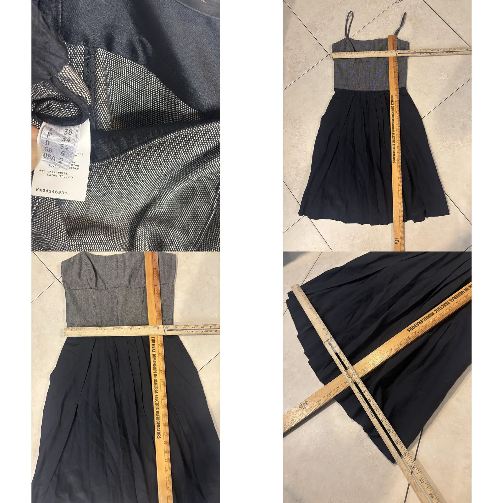 Narciso Rodriguez VINTAGE? No. Narciso Rodriguez Dress Womens 2 Black Gray Strappy Pleated Midi Made In Italy Size XS / US 0-2 / IT 36-38 - 8 Thumbnail