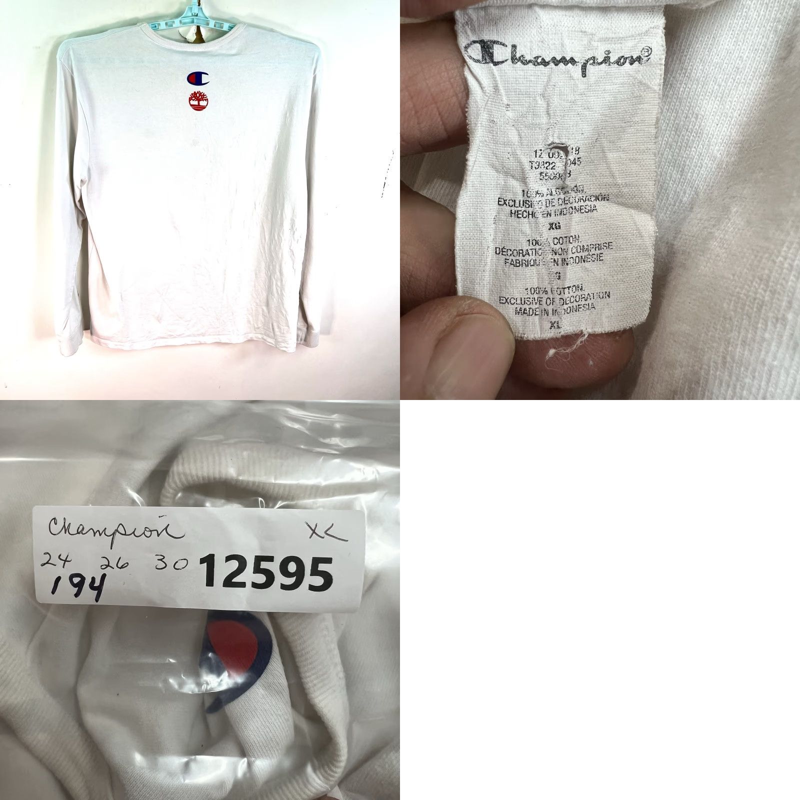 Champion VINTAGE Champion Long Sleeve Crew Neck Shirt Mens XL White Cotton Logo All Seasons Size US XL / EU 56 / 4 - 8 Thumbnail