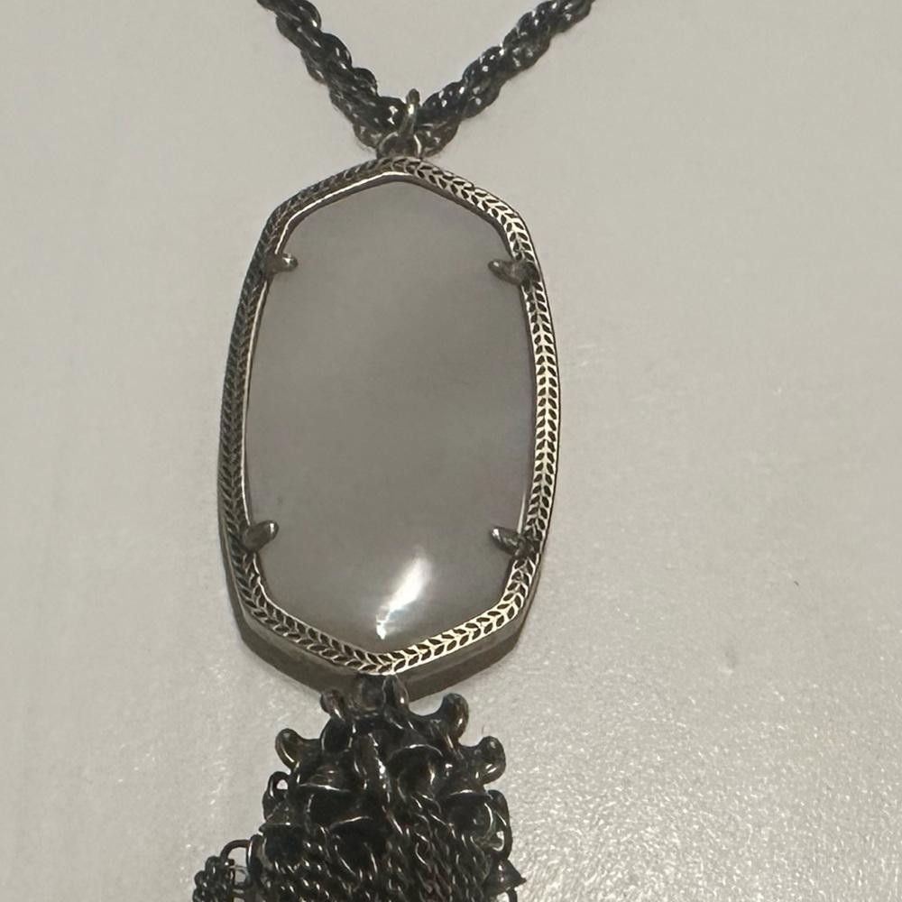 Designer Kendra Scott Rayne Tan Banded Agate Long Tassel Necklace Size ONE SIZE - 4 Thumbnail