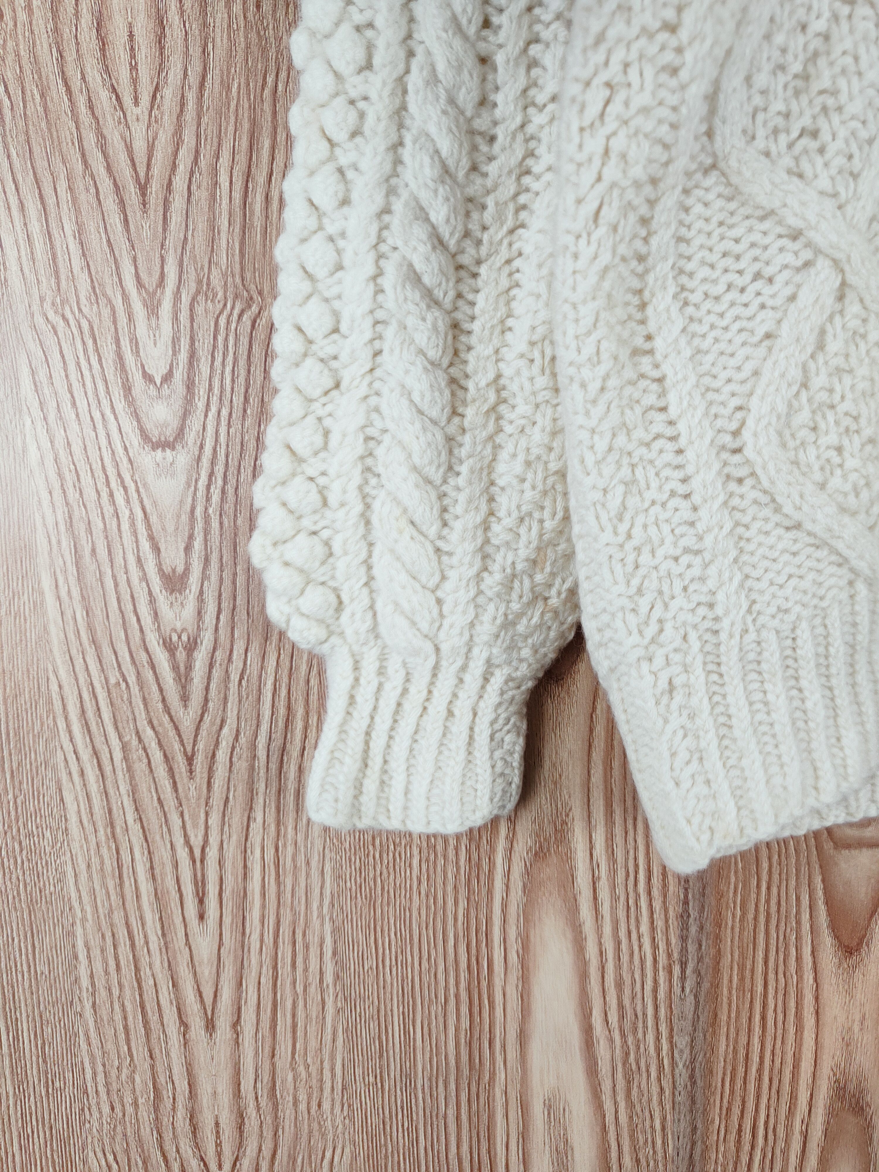 Japanese Brand Long Dick Cream cable Knitwear Sweatshirts #W426 Size S / US 4 / IT 40 - 4 Thumbnail