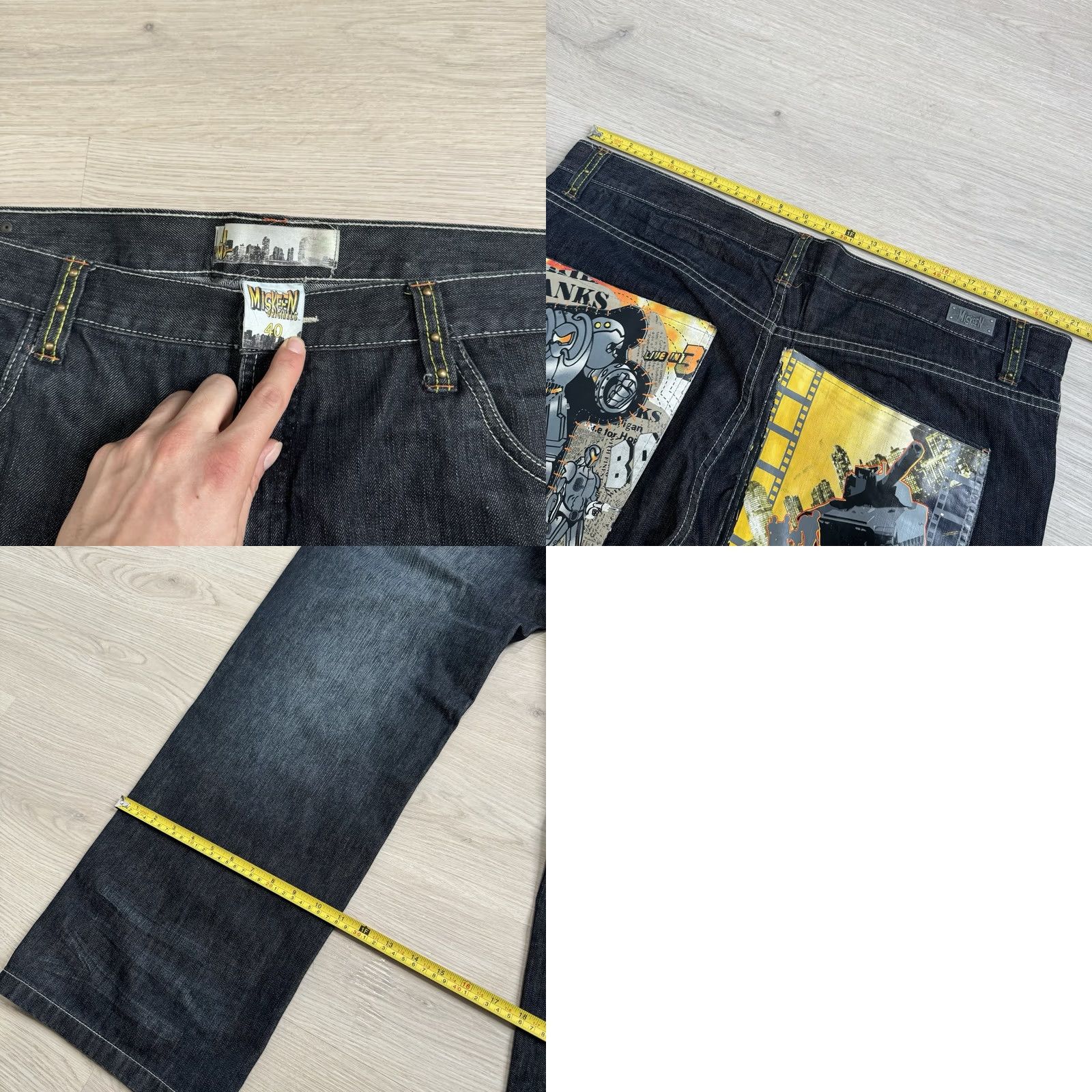 JNCO Miskeen Jeans Baggy Denim Embroidered Pockets 40x33 Men's Jeans Baggy / saggy Size US 40 / EU 56 - 8 Thumbnail