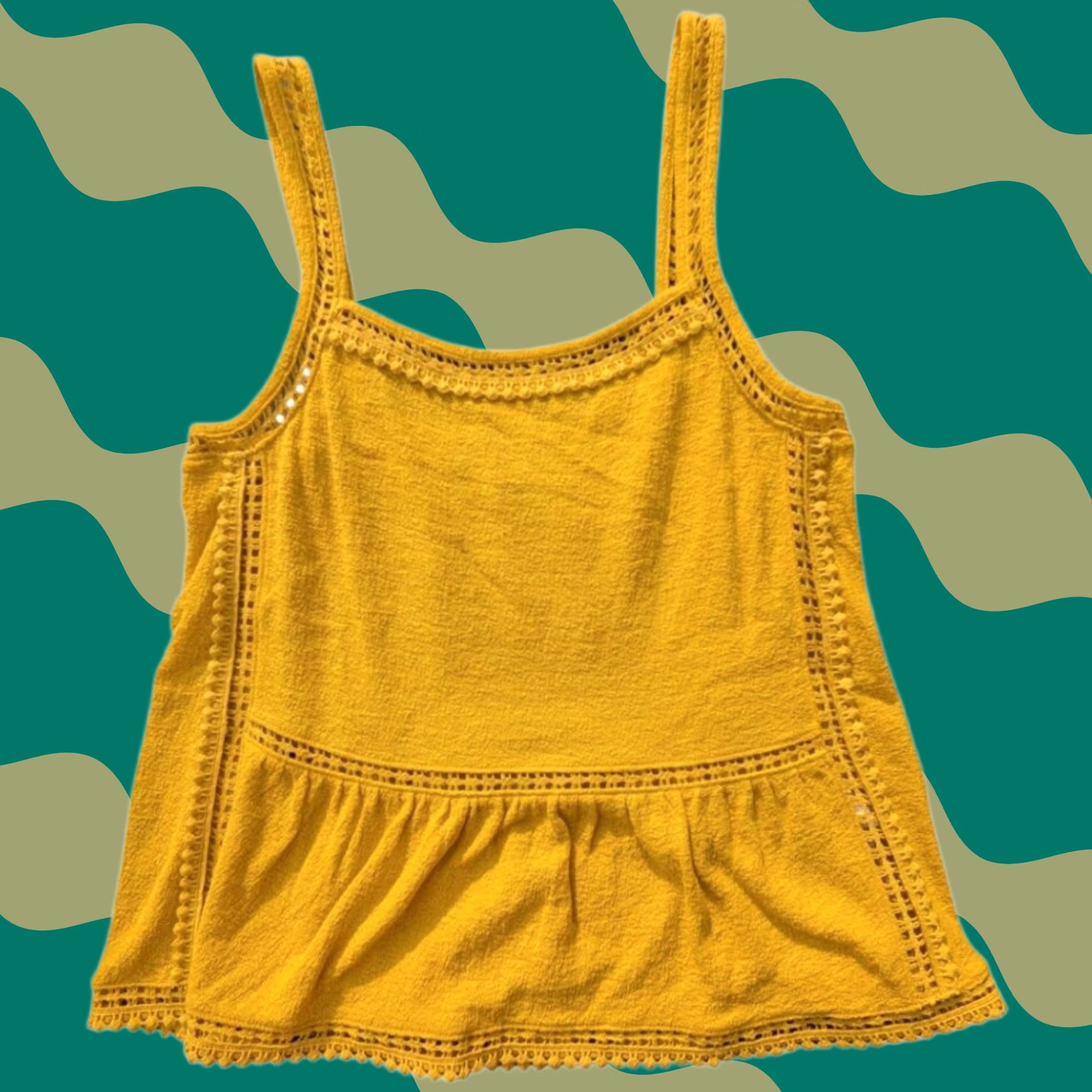J.Crew Point Sur J.Crew Yellow Textured Cotton Tank Top Sz S Sleeveless Peplum Square Neck Coffee Boy? Size S / US 4 / IT 40 - 1 Thumbnail