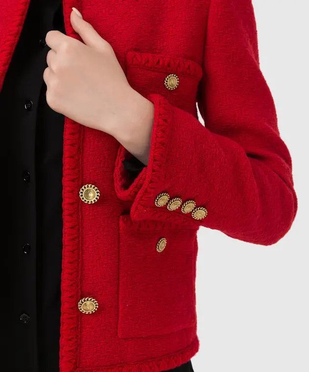 Saint Laurent Paris o1bcso1str1224 Short Jacket In Diamond Embossed in Red Size S / US 4 / IT 40 - 5 Thumbnail