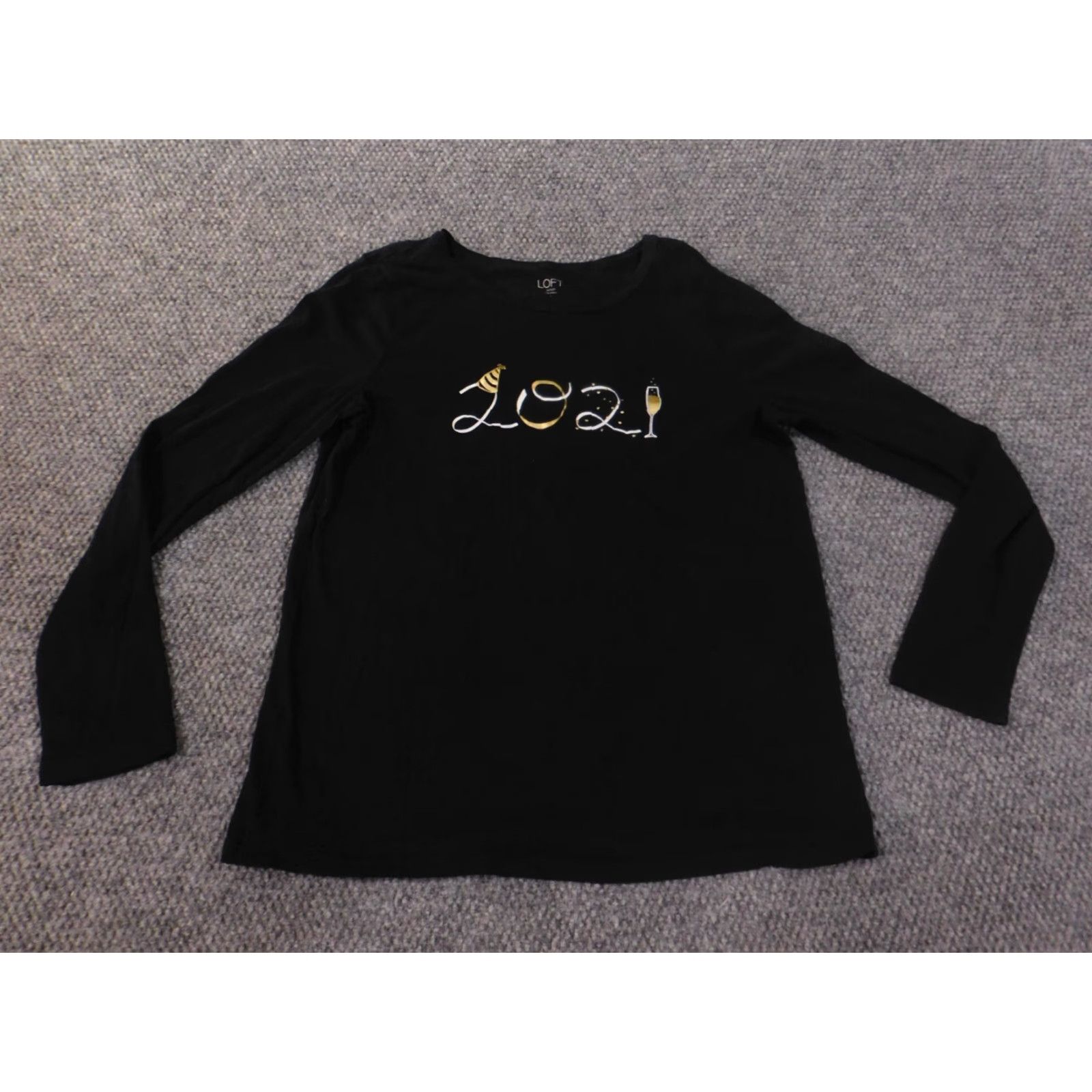 Ann Taylor Loft Black Pullover Womens Knit Cotton Modal Casual Round Neck L Regular Blouse Ann Taylor Loft Shirt Size L / US 10 / IT 46 - 2 Thumbnail