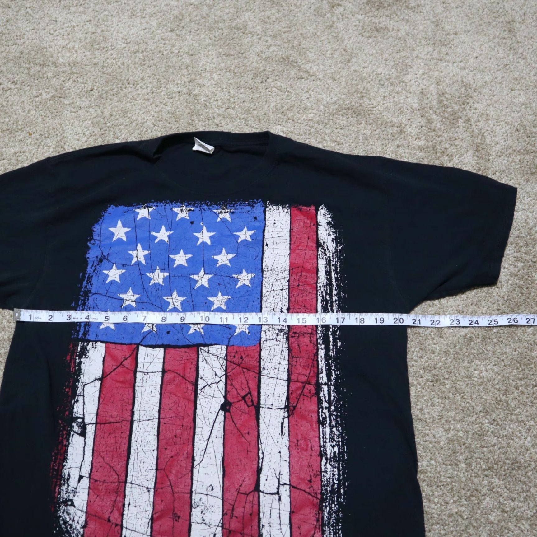 Fruit Of The Loom Nike Shirt Mens L Black American Flag USA Pride Patriotic Gift Short Sleeve Crewneck Tee Size US 33 - 4 Thumbnail
