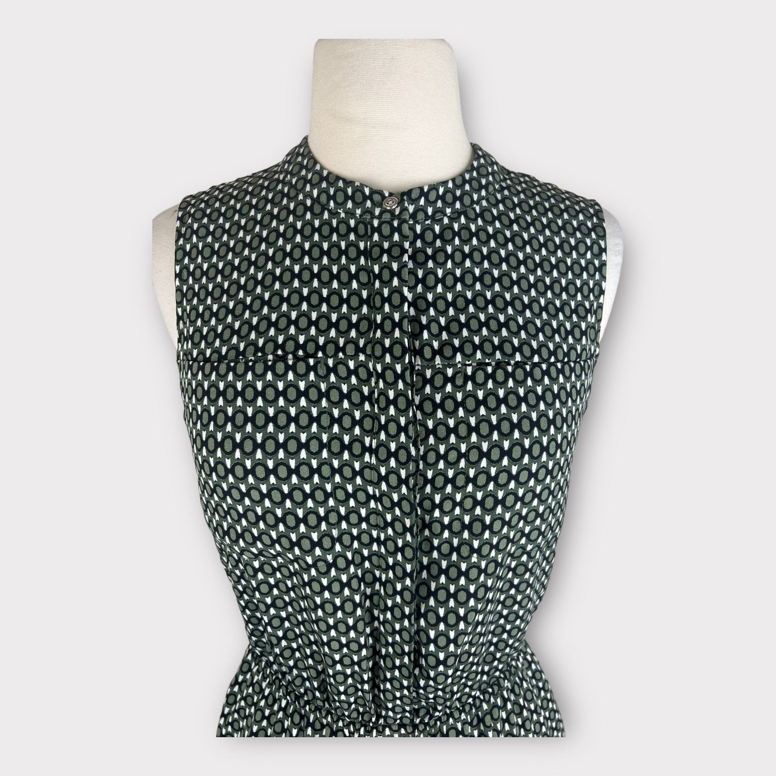 Merona Merona | Olive Green Geometric Print Dress with Pockets Size XS / US 0-2 / IT 36-38 - 5 Thumbnail