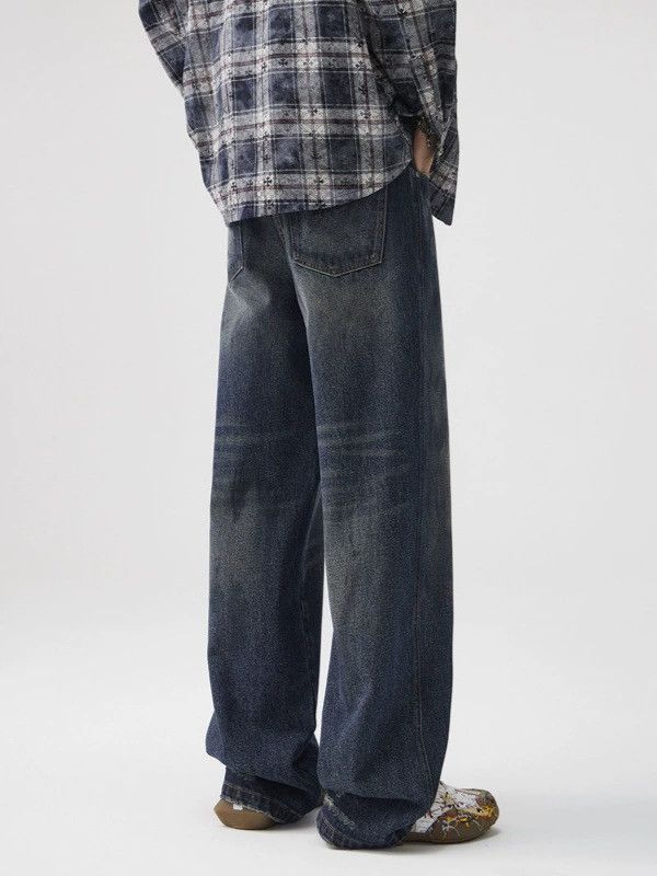 Vintage American retro distressed loose dirty wash jeans Size US 32 / EU 48 - 4 Thumbnail