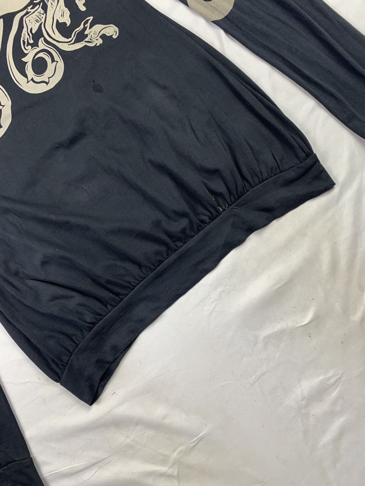 Japanese Brand y2k Dereon Black Grunge Over Print Open Chest Hoodie Size L / US 10 / IT 46 - 12 Thumbnail