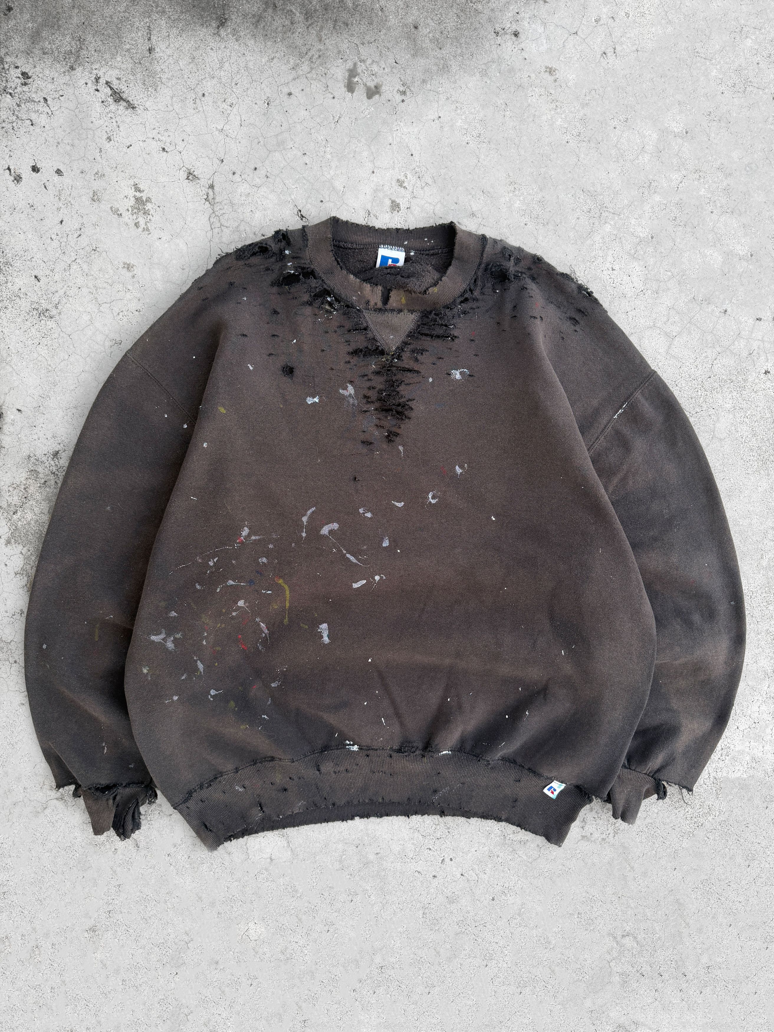Vintage 90s Thrashed Distressed & Faded Russell Sweatshir ERD Grunge Size US XL / EU 56 / 4 - 1 Thumbnail