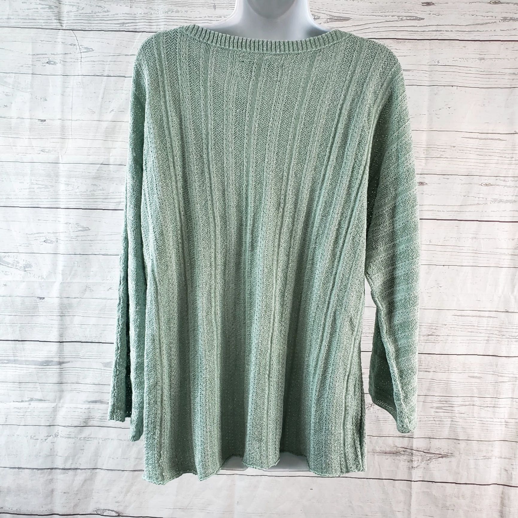 Zadig & Voltaire VINTAGE Zadig & Voltaire Womens Flint Pointelle Knit Sweater Sz Medium Green Silver Size M / US 6-8 / IT 42-44 - 4 Thumbnail