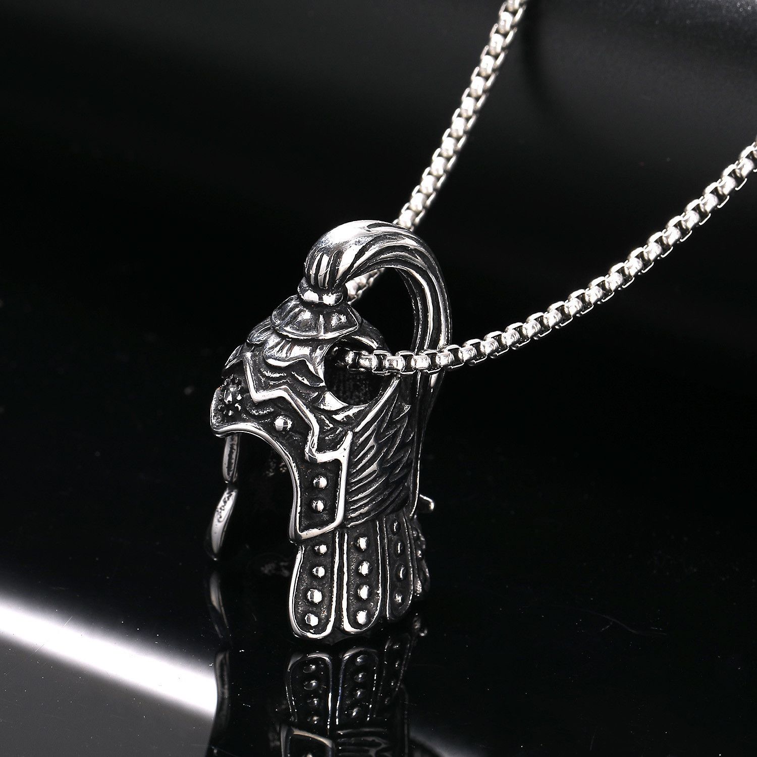 Jewelry Silver Warrior Helmet Necklace Size ONE SIZE - 1 Preview