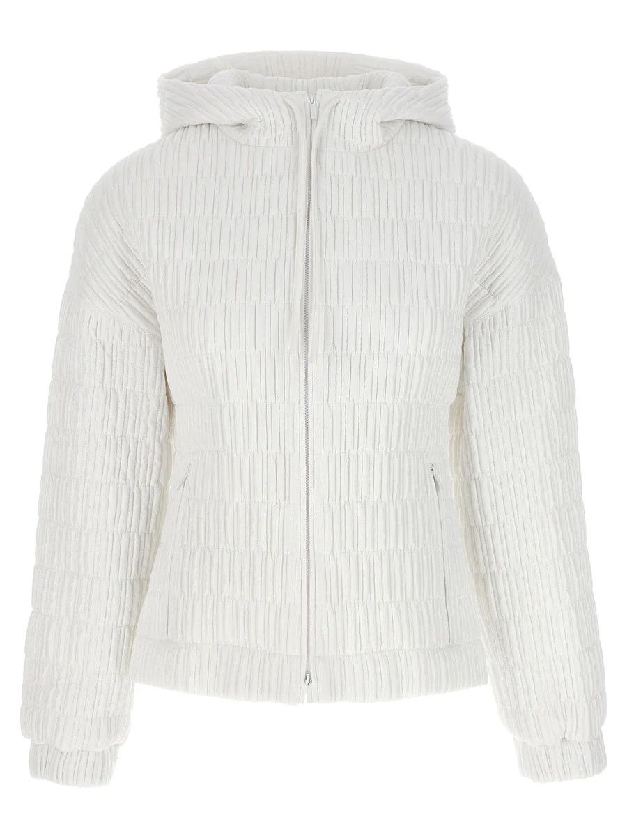 Salvatore Ferragamo o1s1rm1224 Quilted Bomber Jacket in White Size S / US 4 / IT 40 - 1 Thumbnail