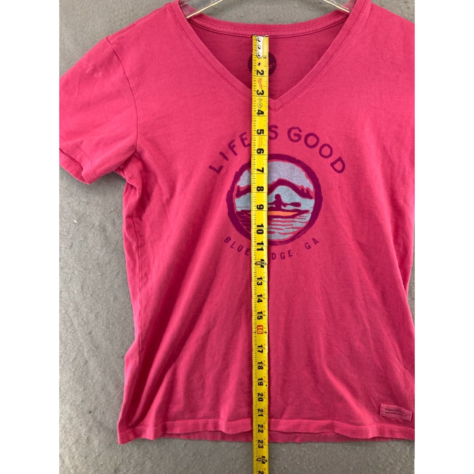 Life is Good Life Is Good Womens V-Neck T-Shirt Small Pink Graphic Print Outdoor Casual Tee Size S / US 4 / IT 40 - 4 Thumbnail